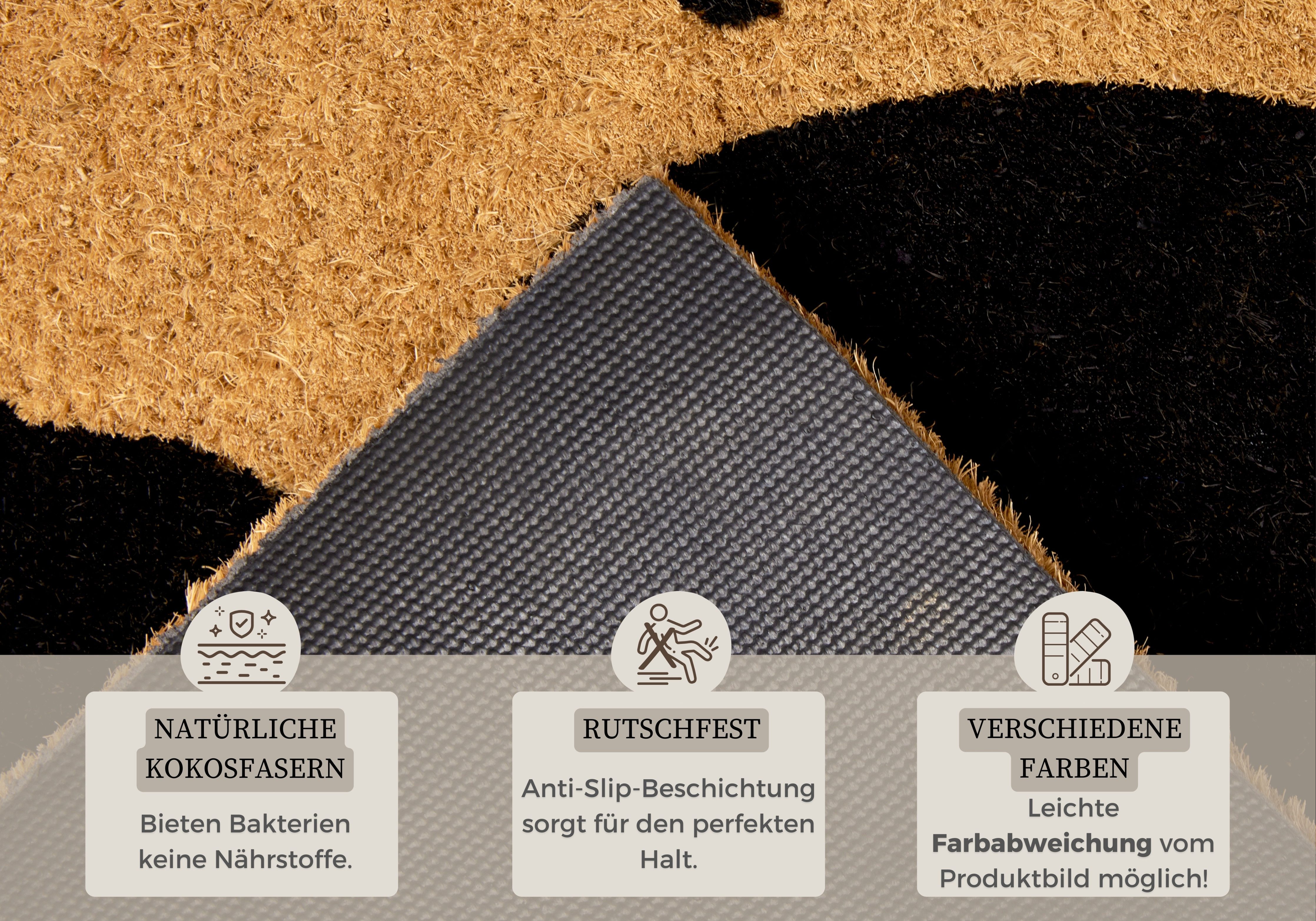HANSE Home Mat Cat, deurmat Kokos, vuilopvangmat, outdoor, antislip, binnen, kokosmat, gang