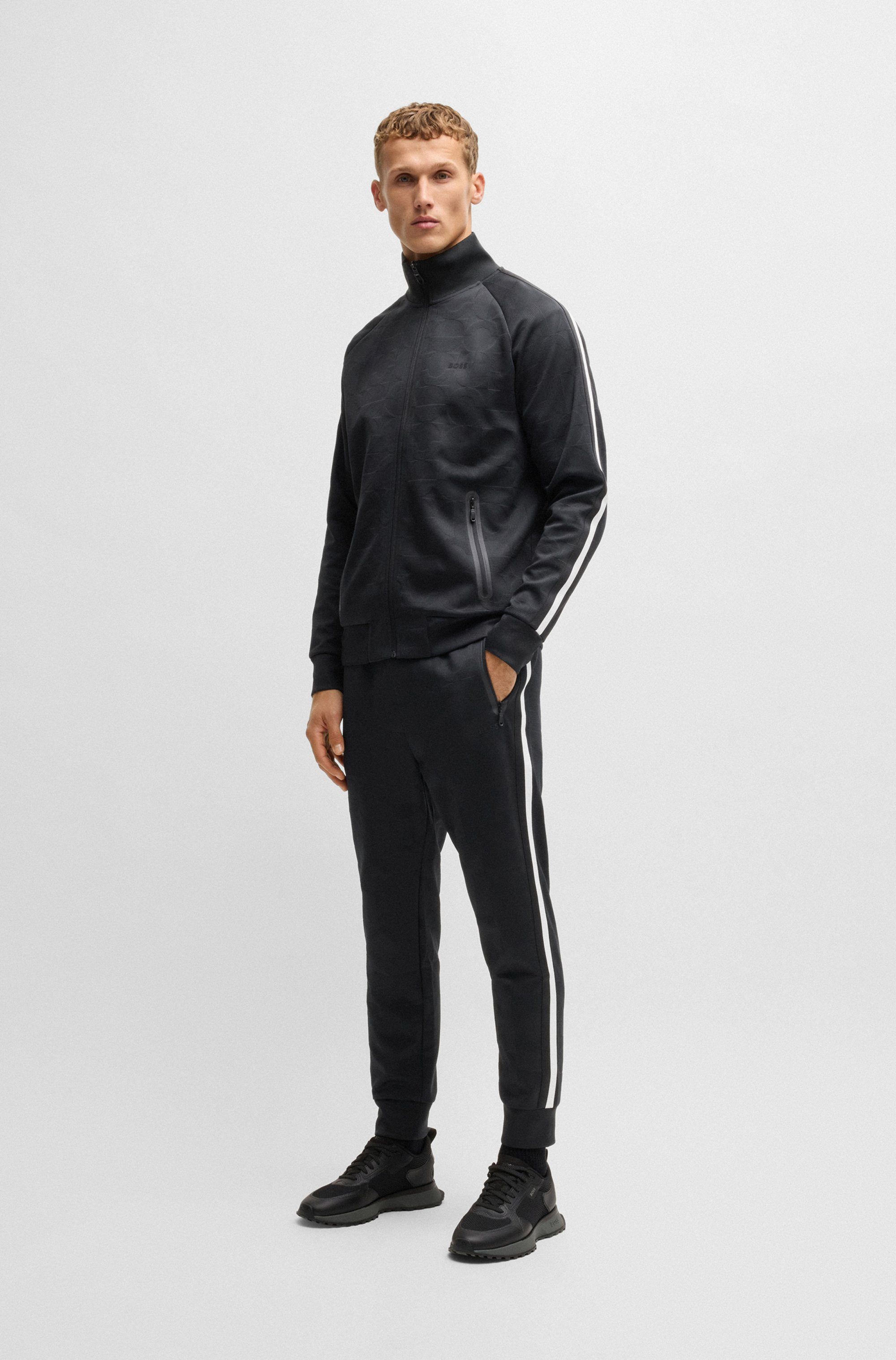 BOSS GREEN Sweatbroek Hover Striped C met contrastkleurige strepen