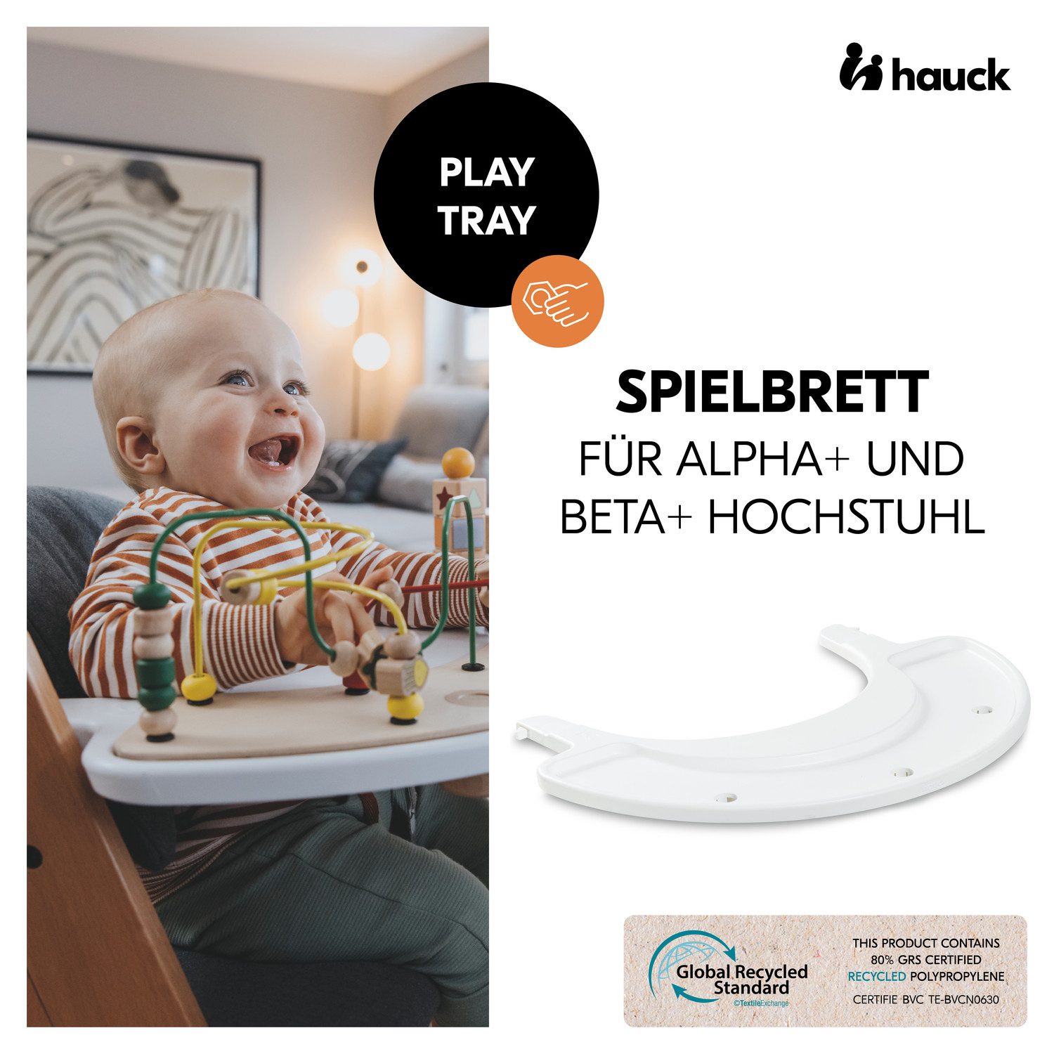 Hauck Kinderstoeltafeltje Alpha Play Tray, White van gerecycled materiaal