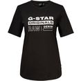 g-star raw t-shirt originals label regular met frontprint zwart