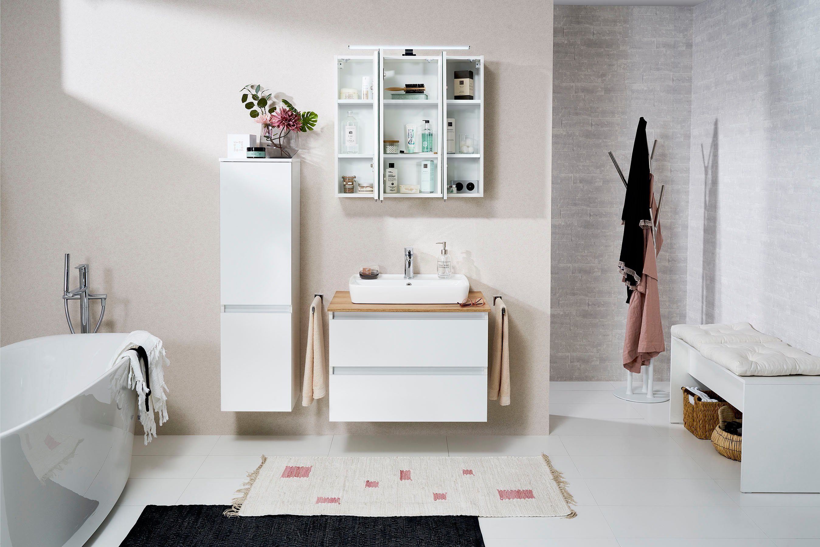 Saphir Spiegelkast Quickset 360 Badkamermeubel, 3 spiegeldeuren, 6 planken, 75 cm breed