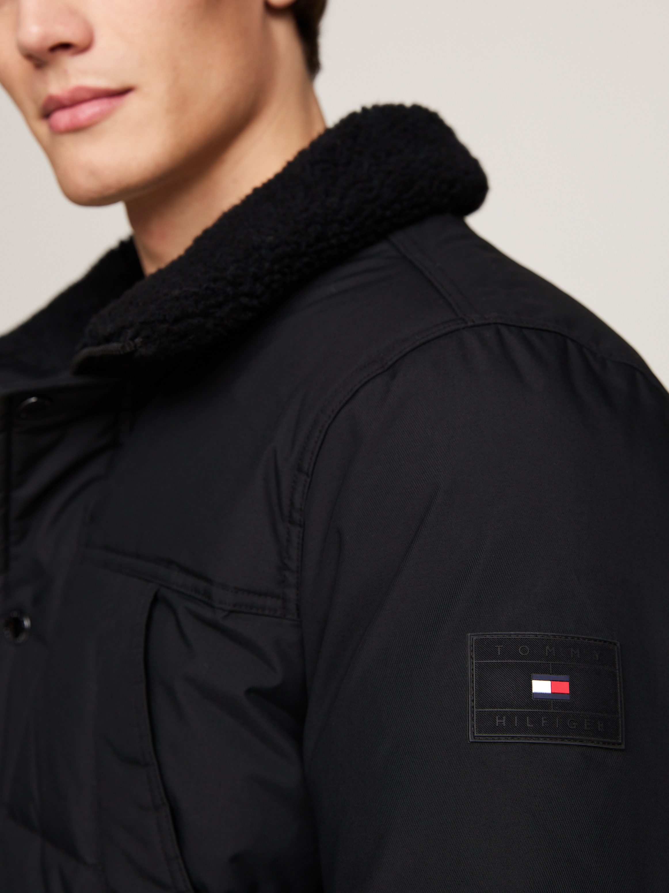 Tommy Hilfiger Parka Rockie Utility Parka hoog gesloten, staande kraag met faux bont