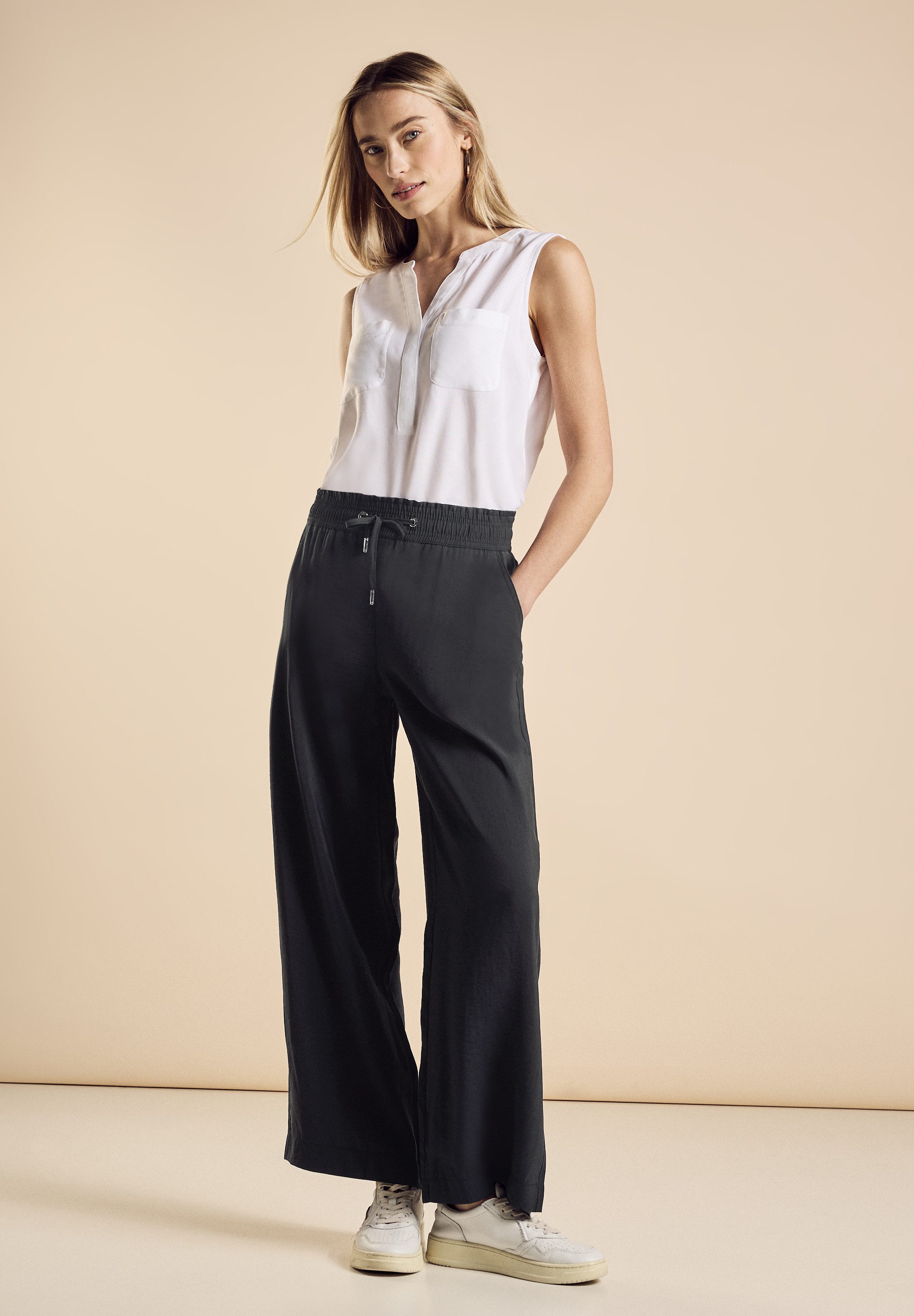 STREET ONE Stoffen broek met trekkoord