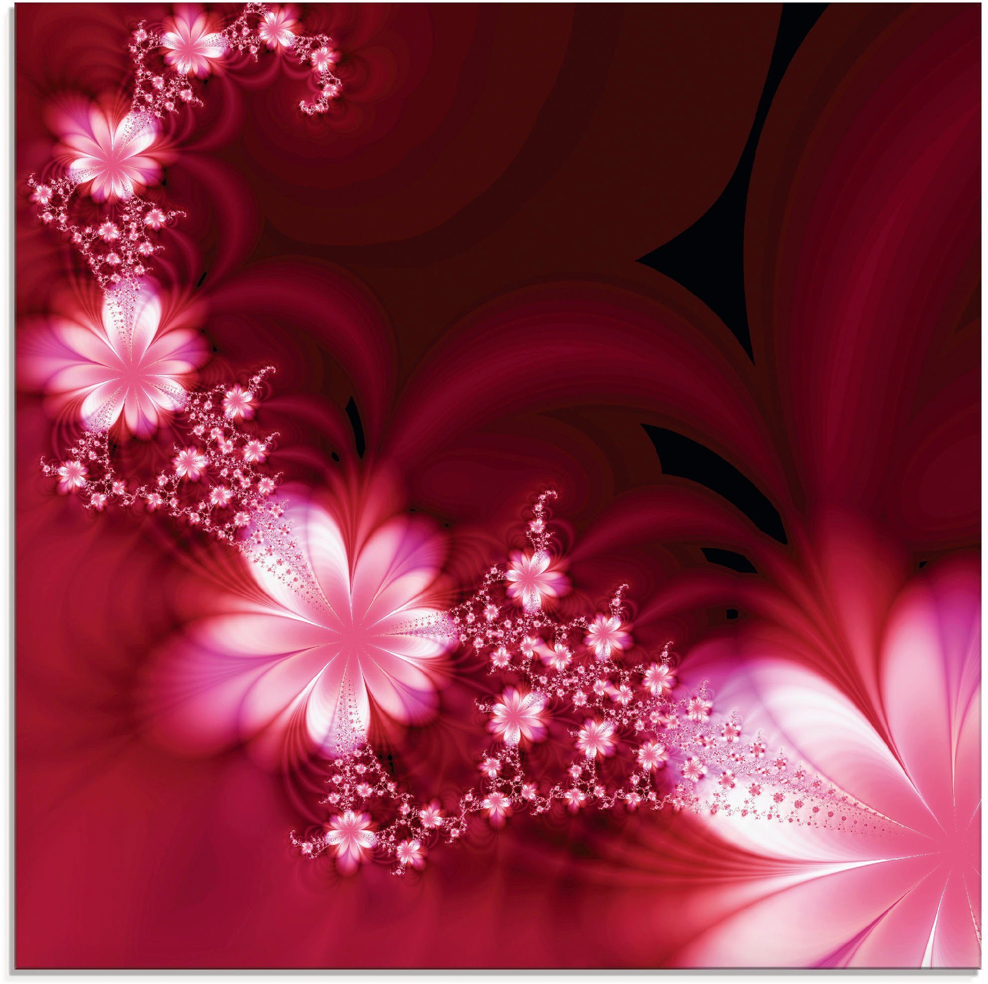 Artland Print op glas Guirlande van bloemen in verschillende maten bloemen rood