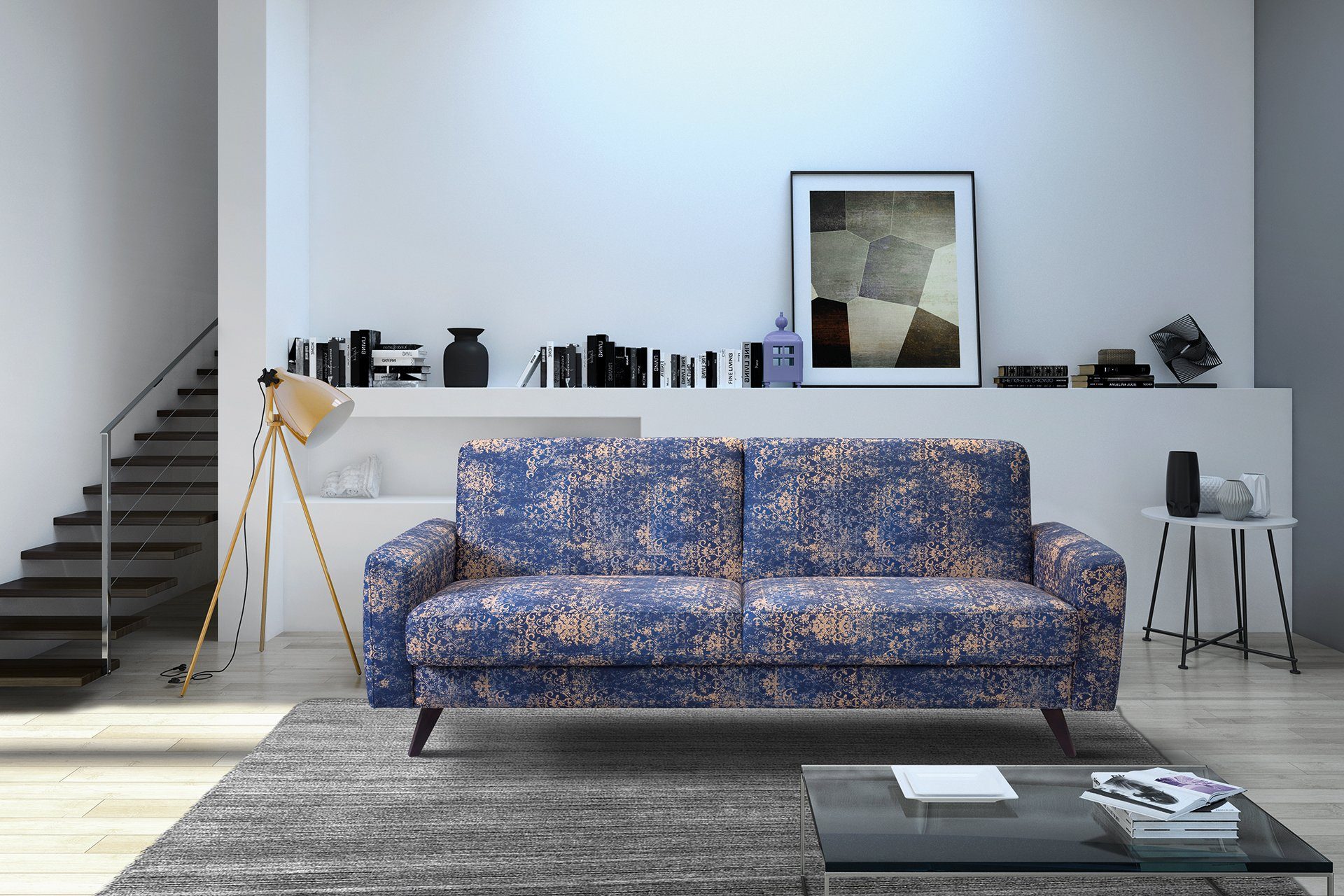 exxpo - sofa fashion 3-zitsbank Side, trendy bekledingsstof, geweldig zit- en ligcomfort, slaapbank
