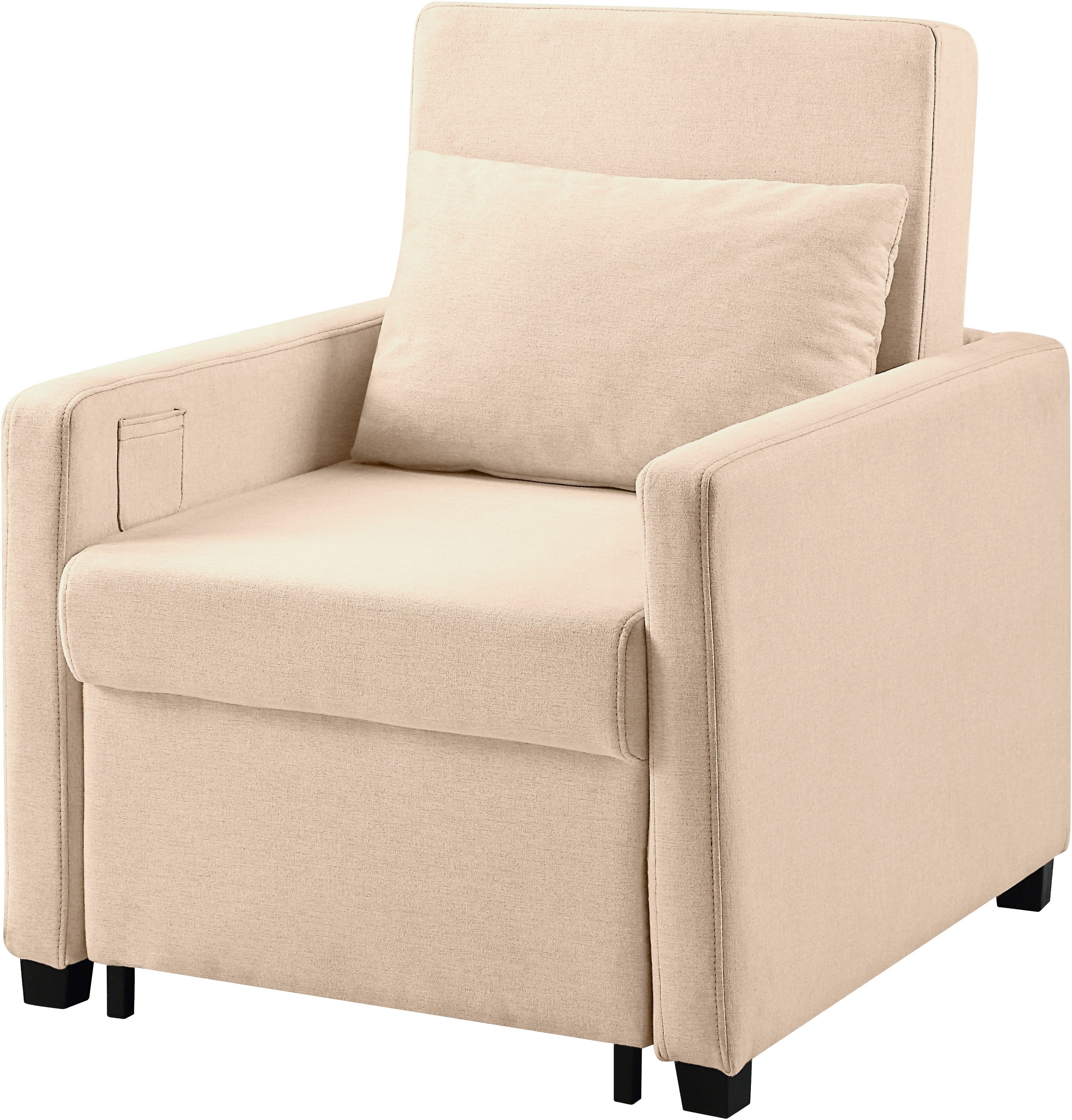 ATLANTIC home collection Relaxfauteuil Jerry met slaapfunctie, als logeerbed en inclusief kussens