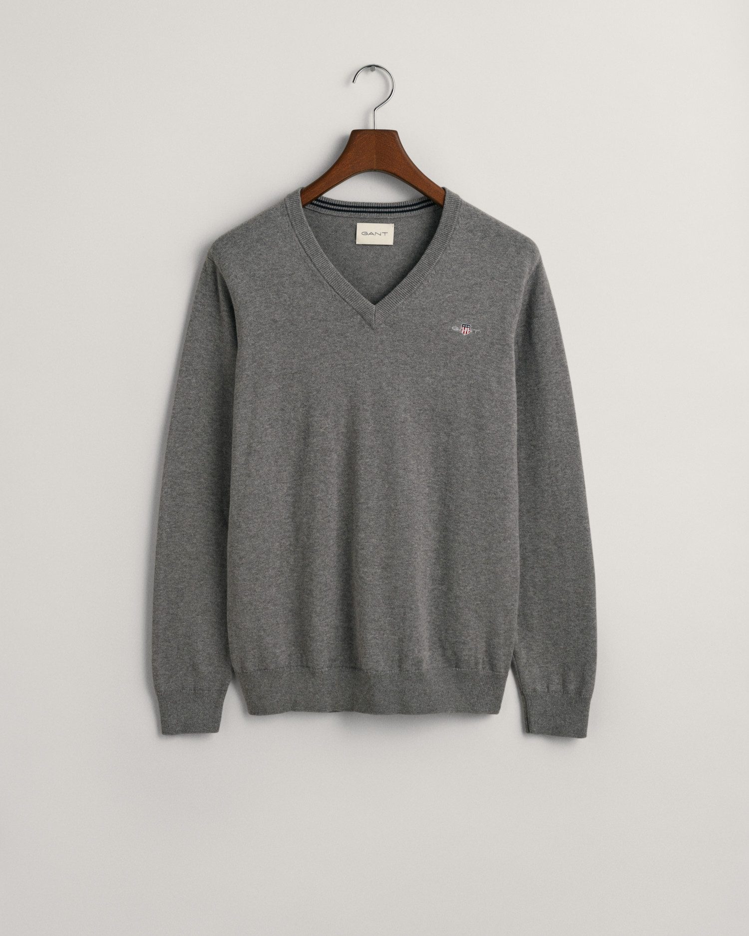 Gant Trui met V-hals CLASSIC COTTON V-NECK Premium brei jersey van zacht 100% katoen, overgangs trui