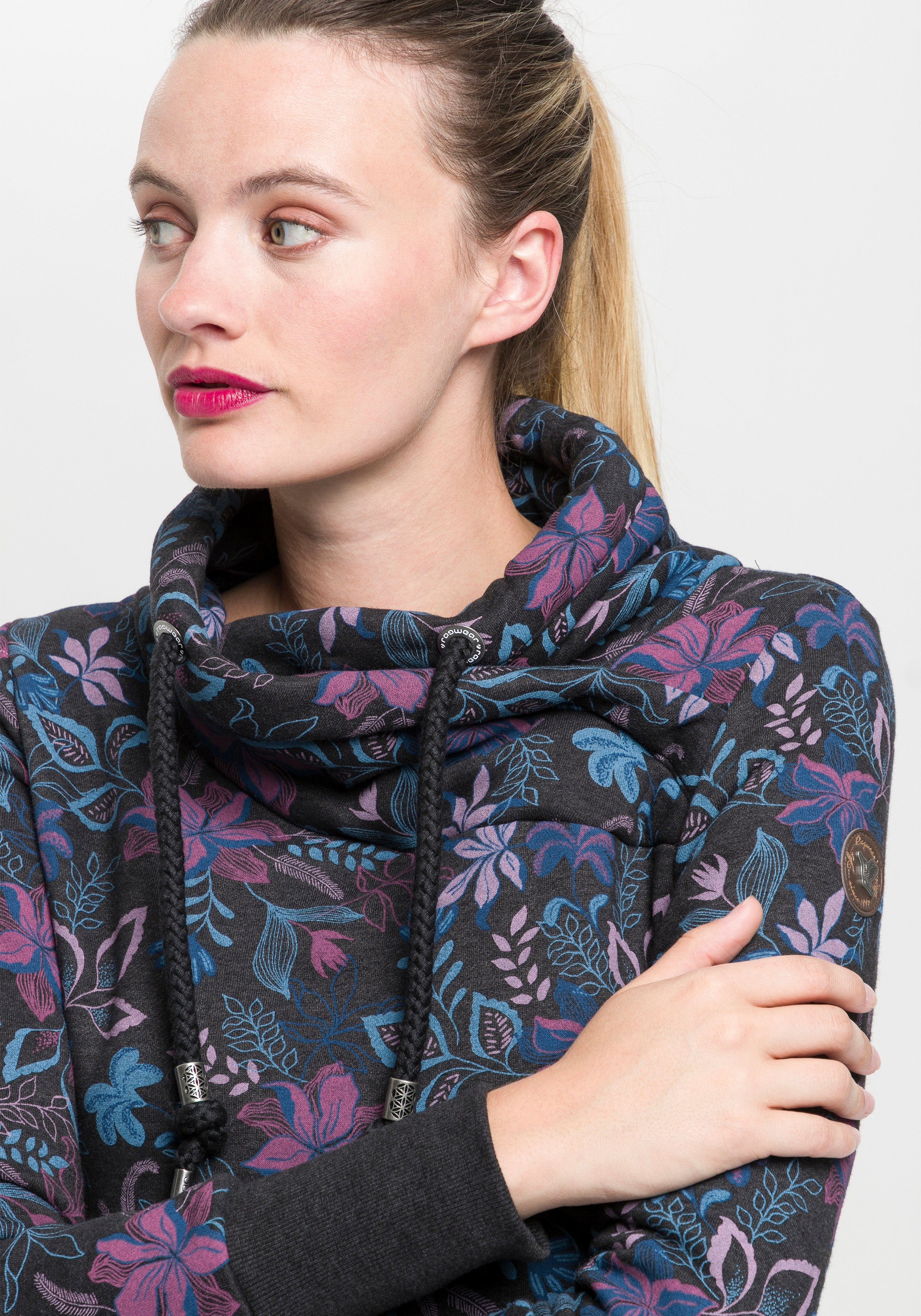 Ragwear Sweater NESKA O Capuchonsweater met asymmetrische sjaalkraag