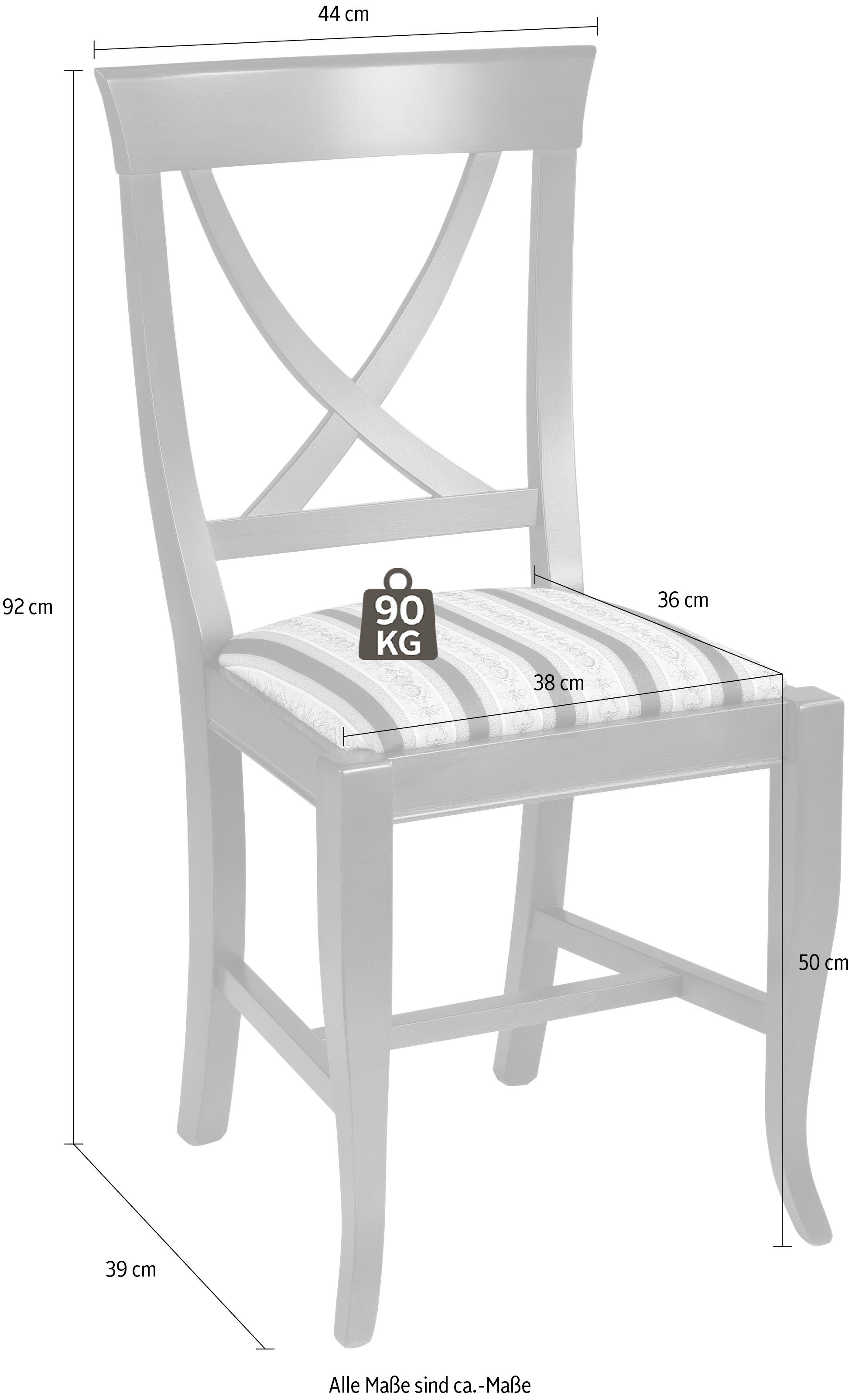 Home affaire Stoel met 4 poten Monica Breedte 44 cm (1 stuk)