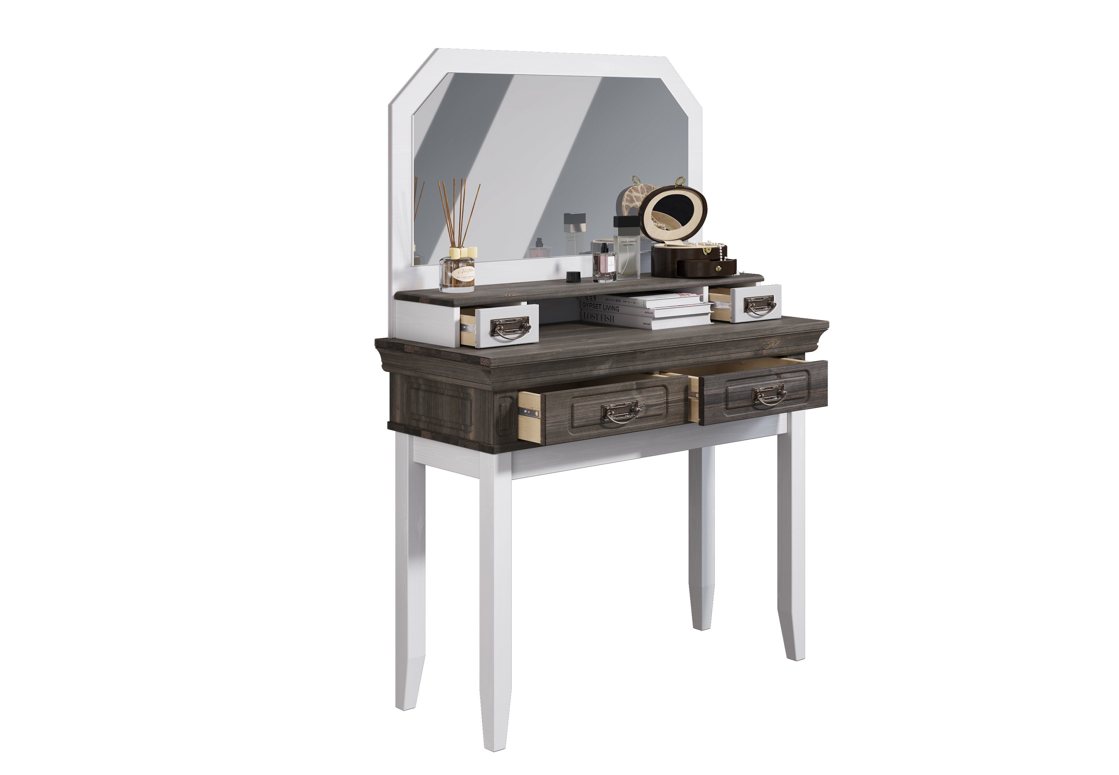 Home affaire Make-uptafel Vinales, console voor de gang Van massief grenen, met freeswerk