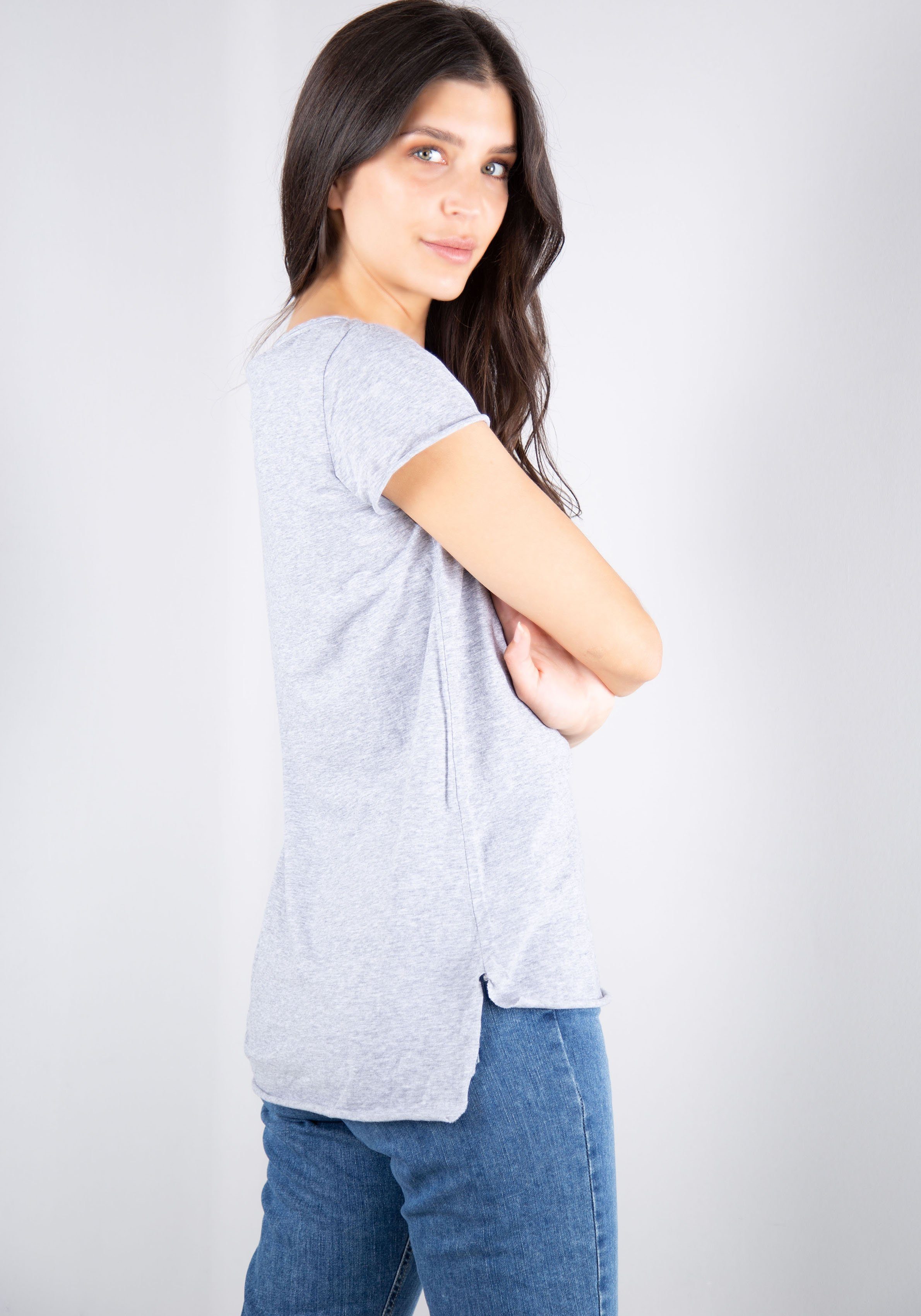 Please Jeans T-shirt M00A met metalen please-merkje en iets aangeknipte zoomrandjes