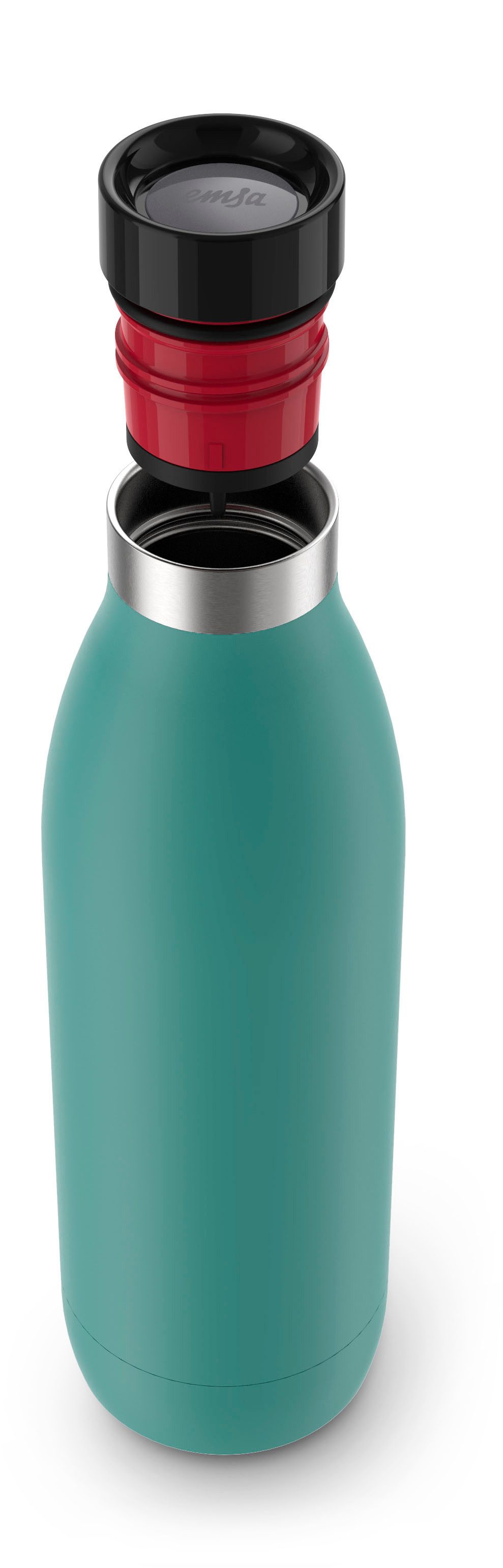 Emsa Thermosfles Drinkfles Bludrop Roestvrij staal, Quick-Press deksel, 360° drinkplezier, 12 uur warm/24 uur koel (1-delig)