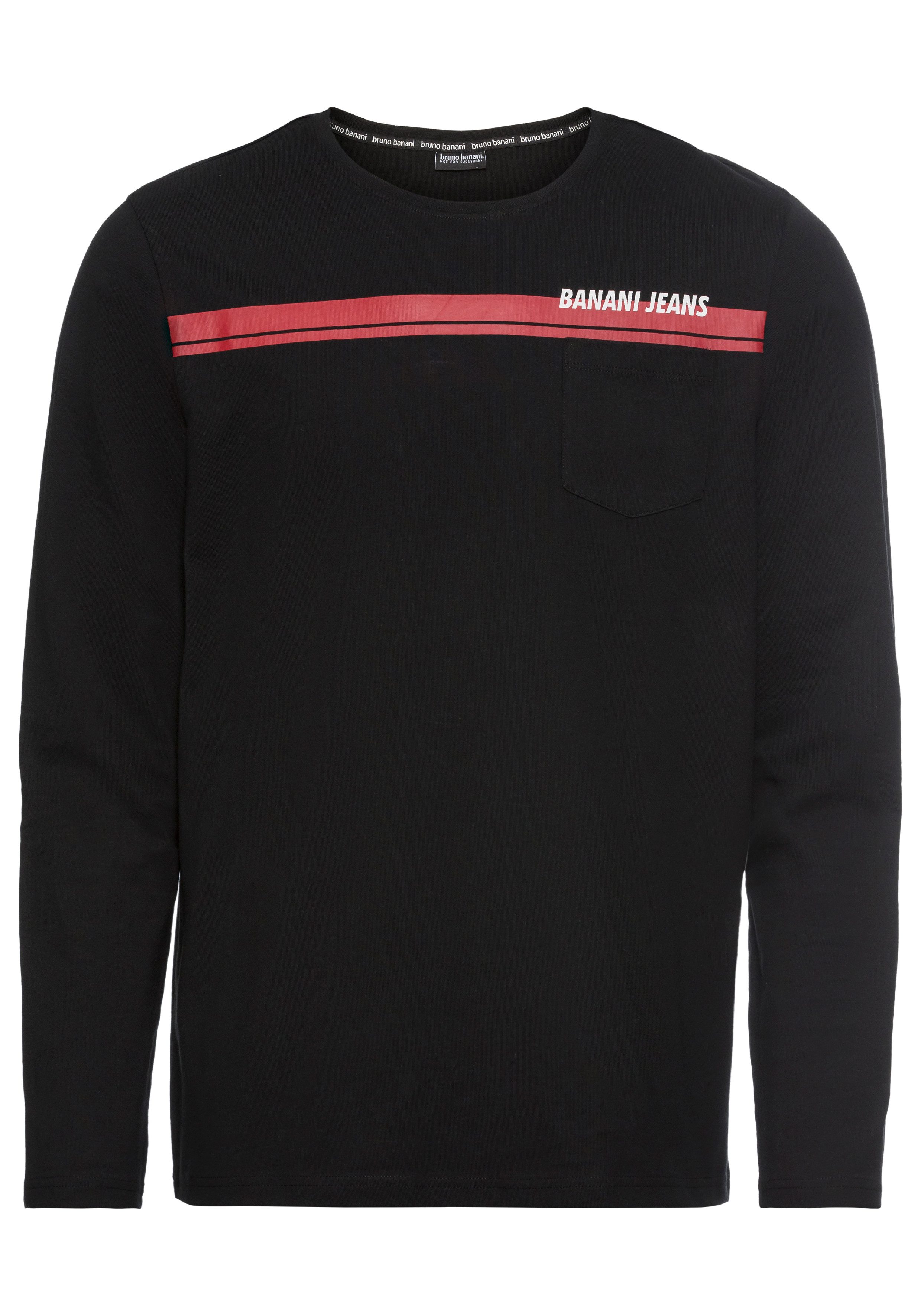 Bruno Banani Shirt met lange mouwen Met borstzak en frontprint