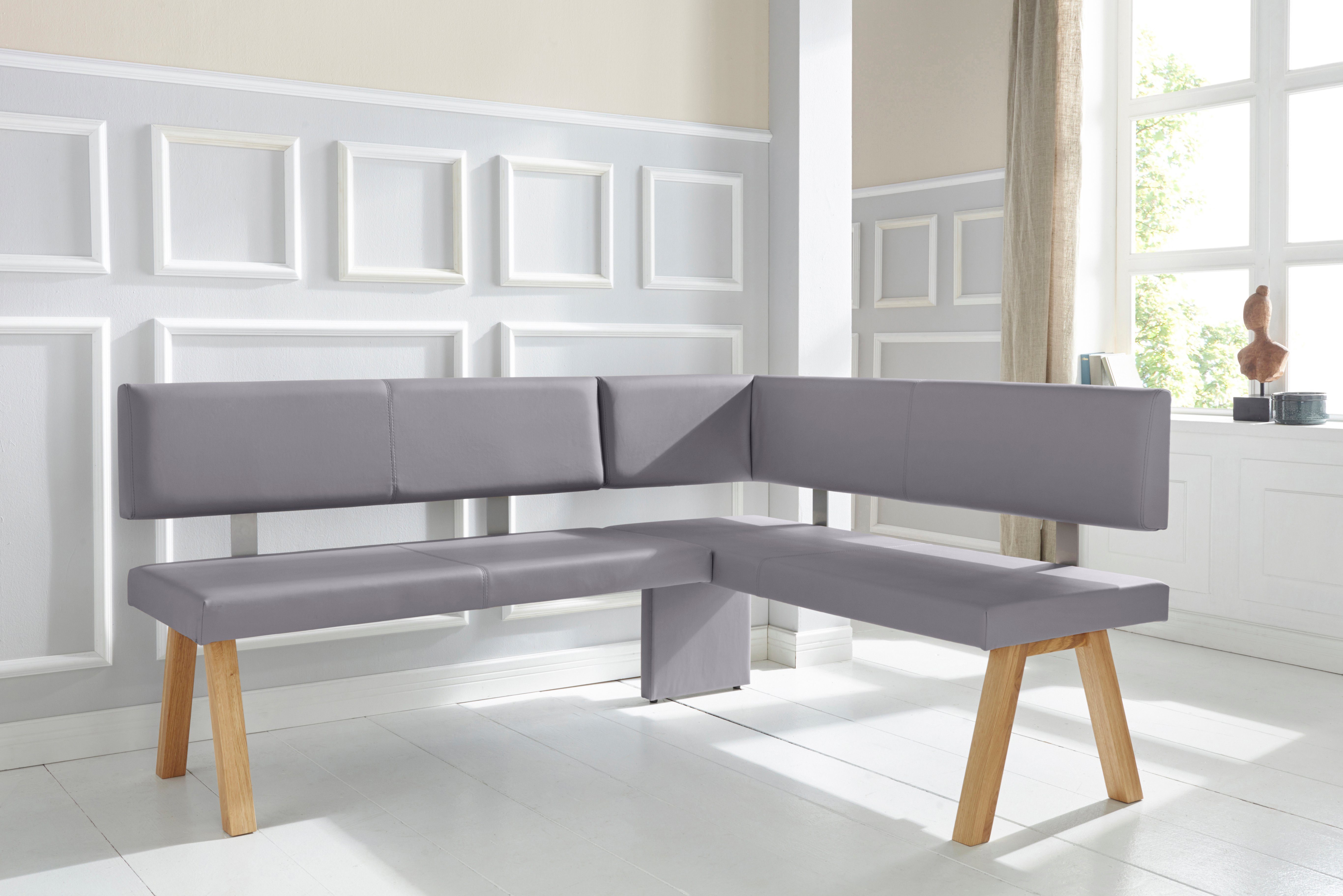 Home affaire Hoekbank Rio Massief hout in eiken geolied, eetkamerbank comfortabel gestoffeerd