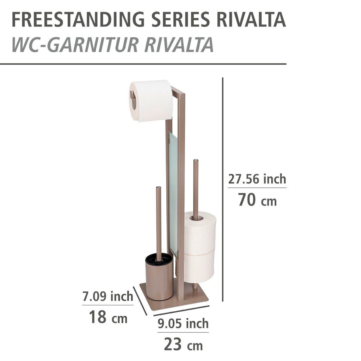 WENKO Toiletset Rivalta taupe, plaat van veiligheidsglas