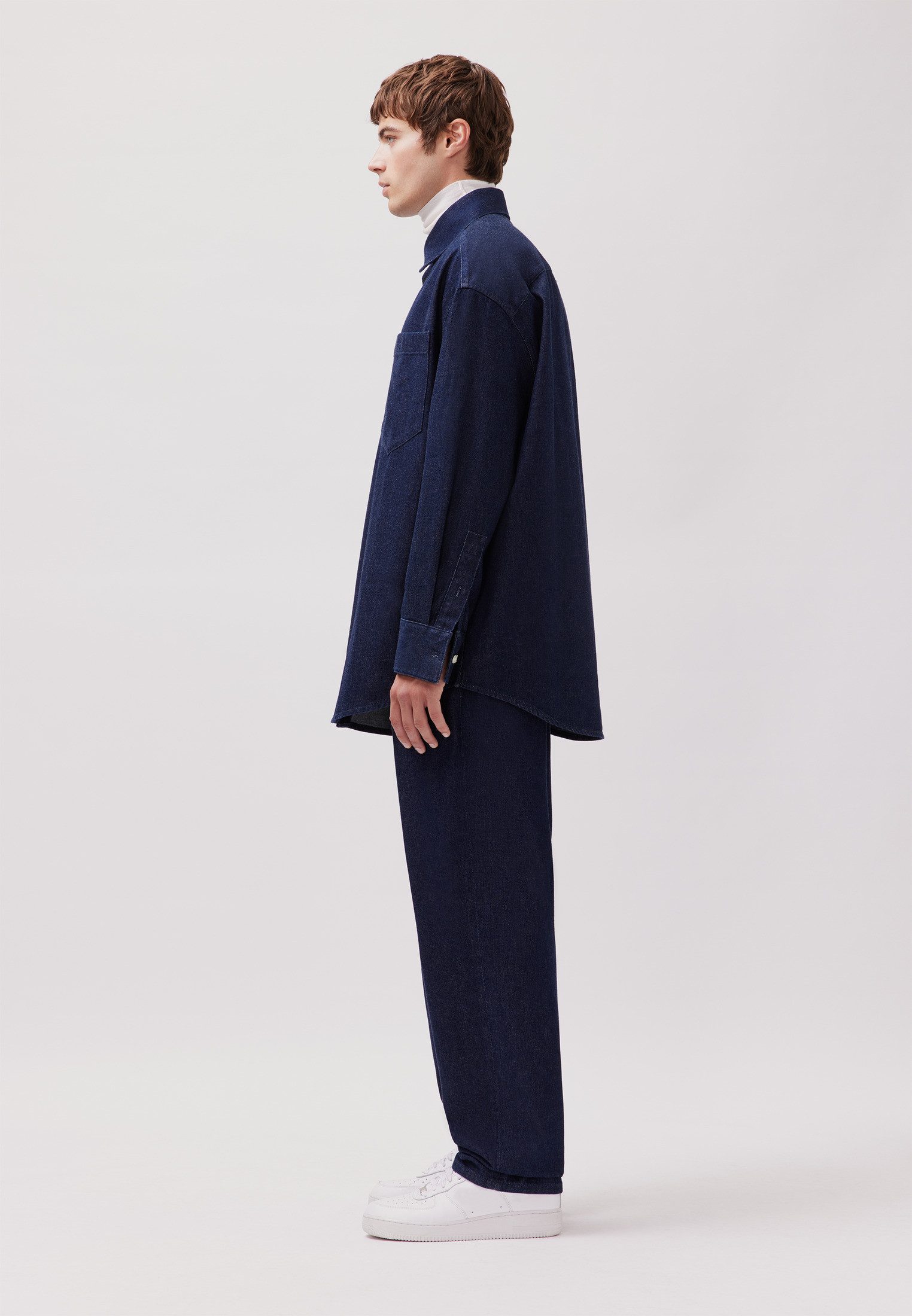 studio seidensticker Overhemd met korte mouwen Oversized 1/1 Kentkraag Denim