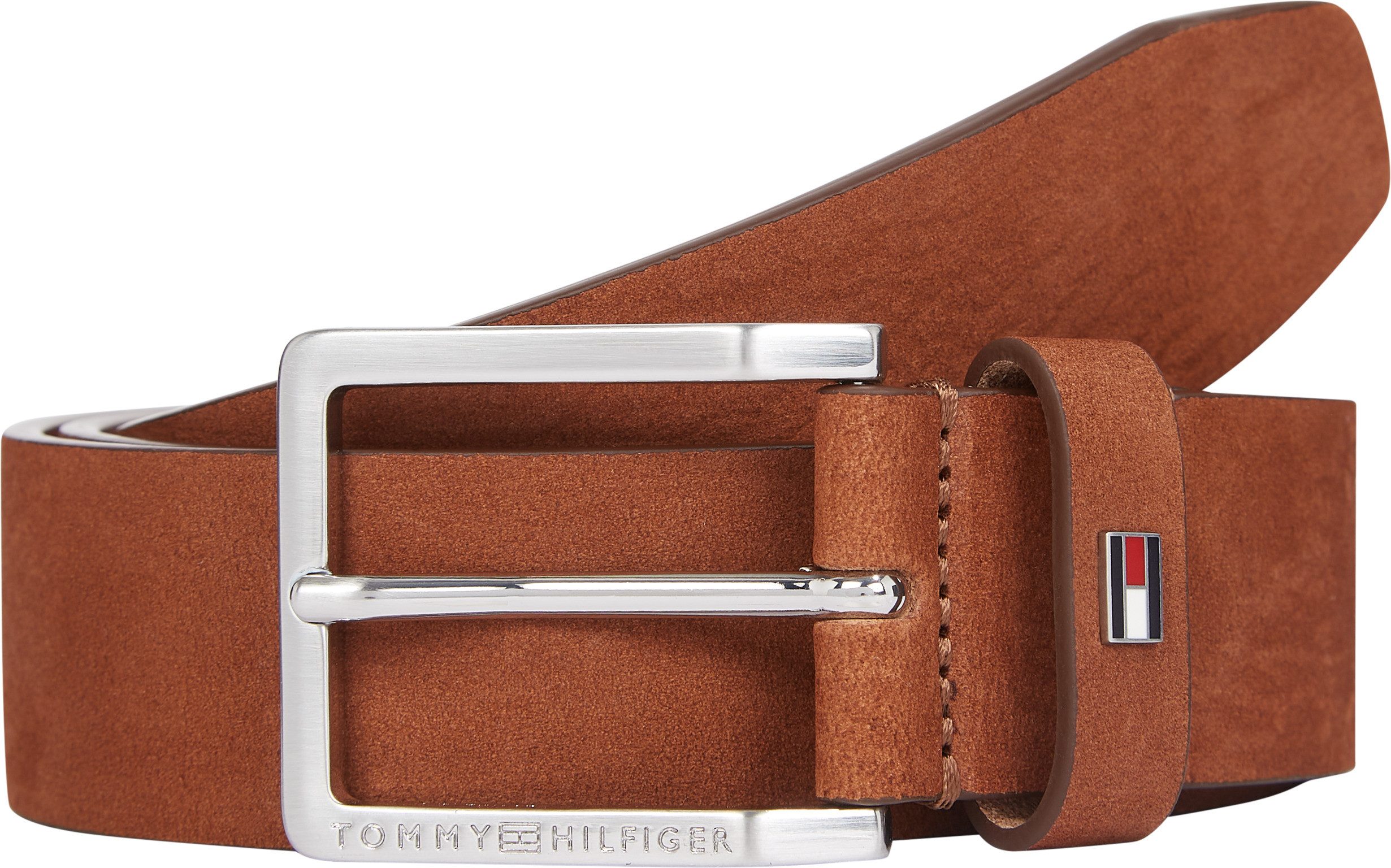 Tommy Hilfiger Leren riem OLIVER NUBUCK 3.5 Metalen patch, eenvoudige doornsluiting