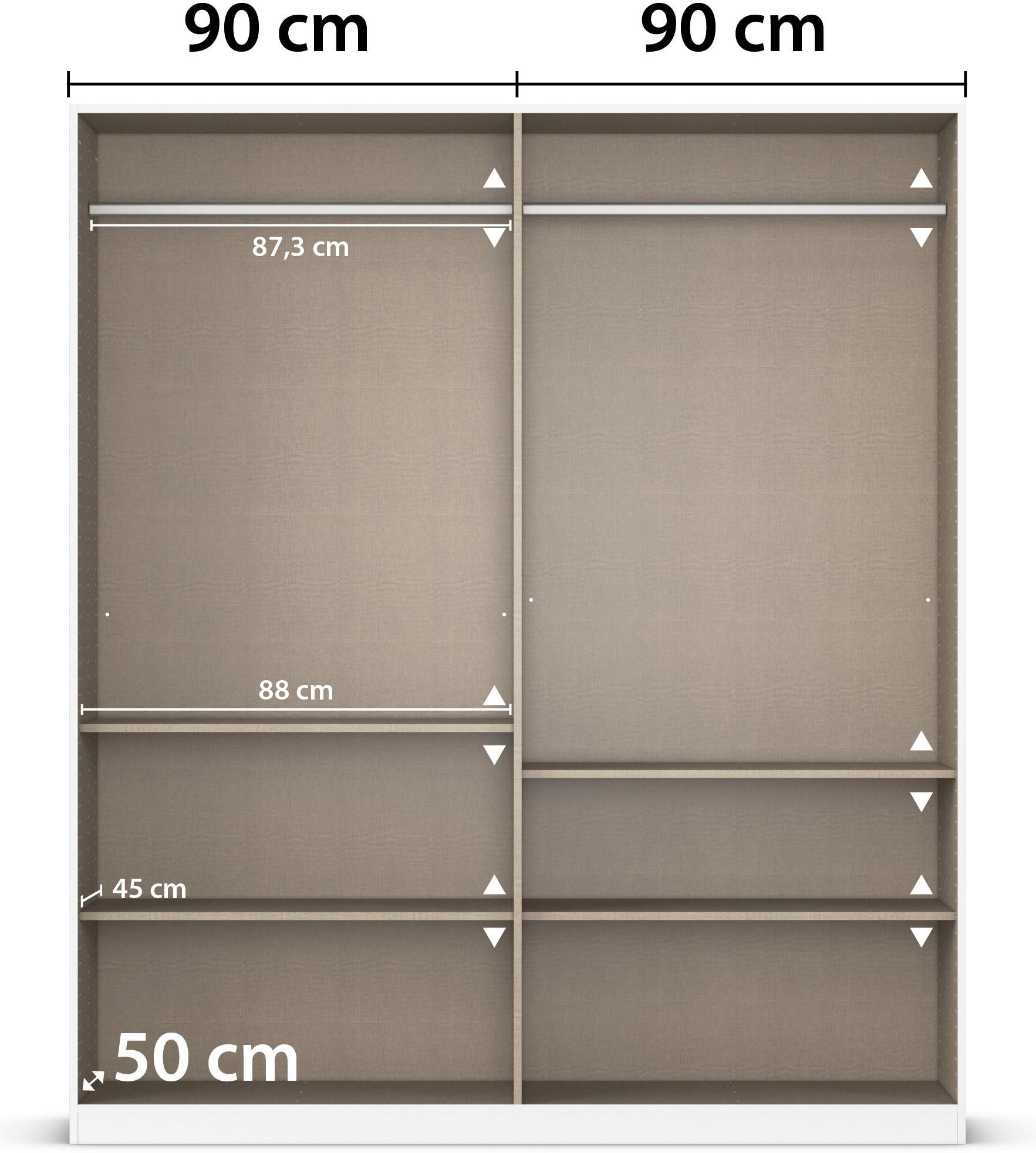 rauch Draaideurkast Kledingkast kast garderobe AGORDO met decor- of hoogglansfront doordachte binnenuitrusting, in 6 breedtes en 2 hoogtes made in germany