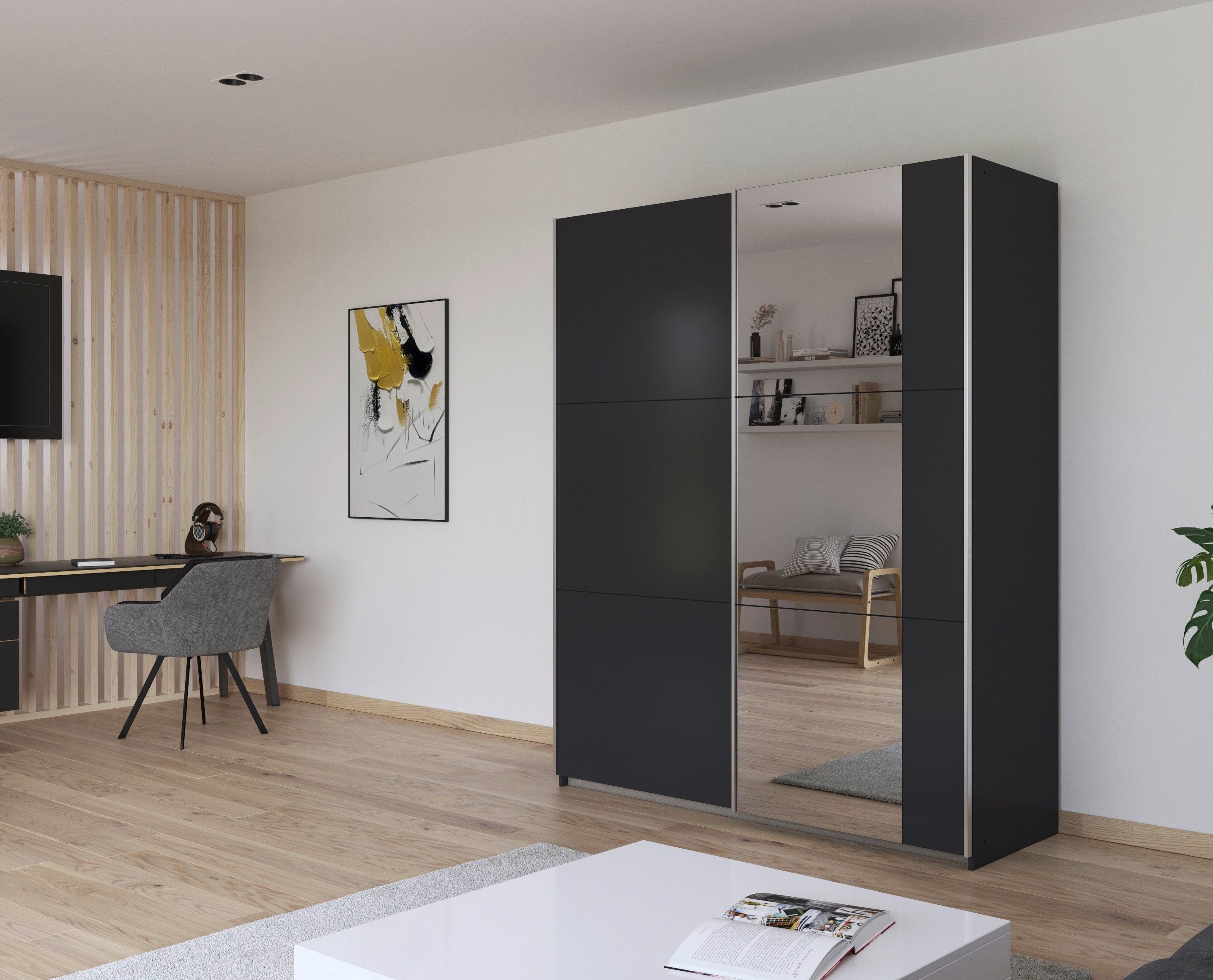 rauch Zweefdeurkast Kledingkast draaideurkast kast garderobe KRONACH TOPSELLER met spiegel en veel opbergruimte, metalen greepstrips, made in germany