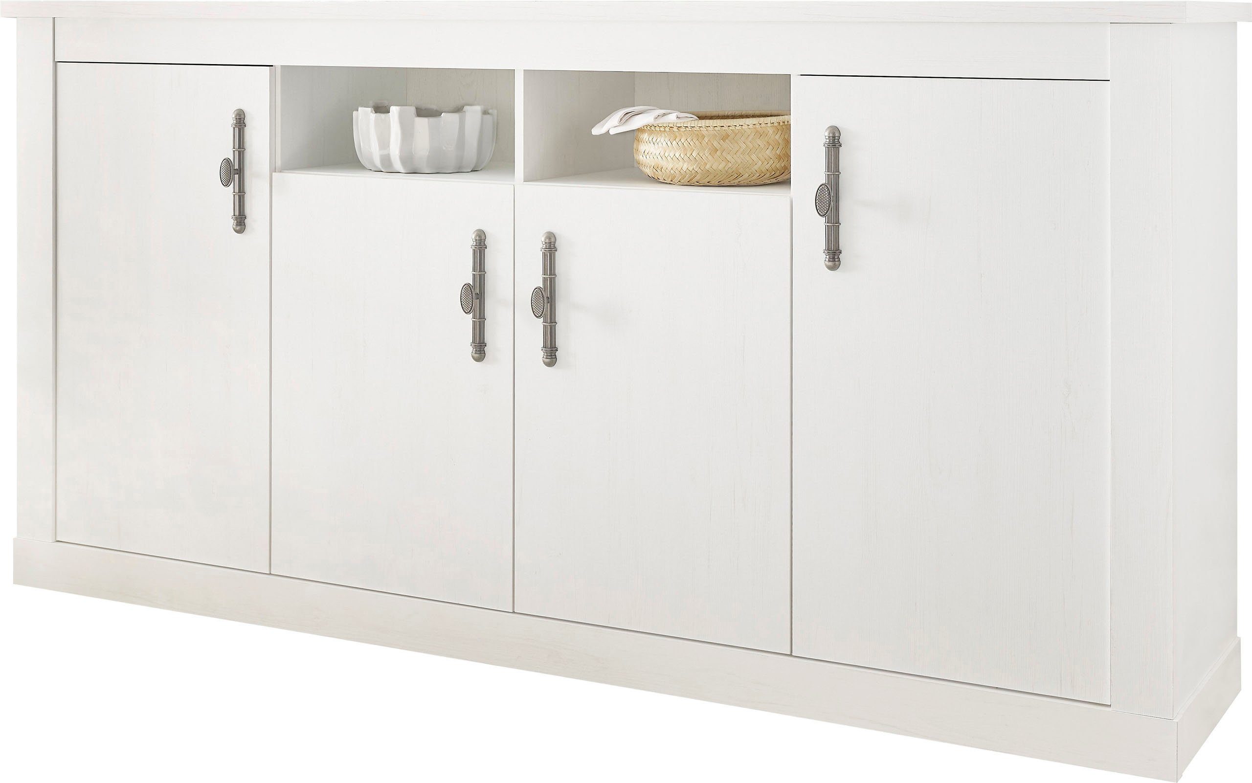 Home affaire Dressoir Ravenna in romantische landelijke stijl, grepen van metaal, breedte 201 cm