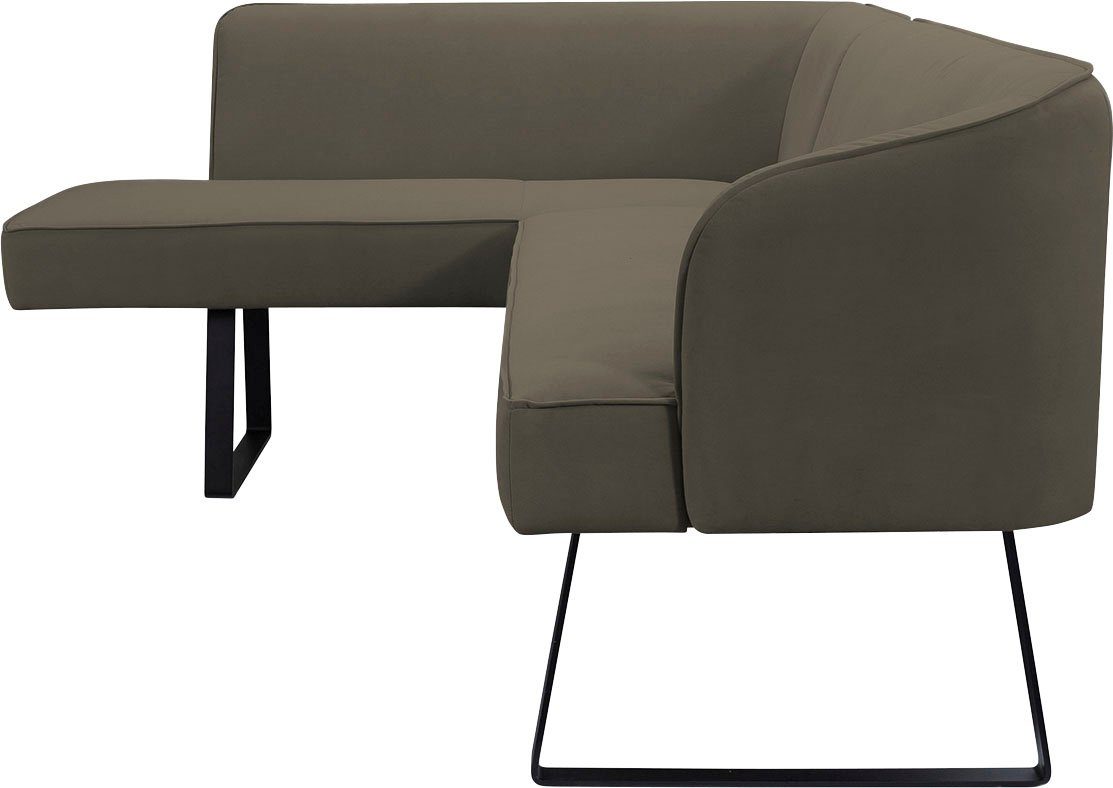 exxpo - sofa fashion Hoekbank Americano met opstaande naad en metalen poten, bekleding in verschillende kwaliteiten