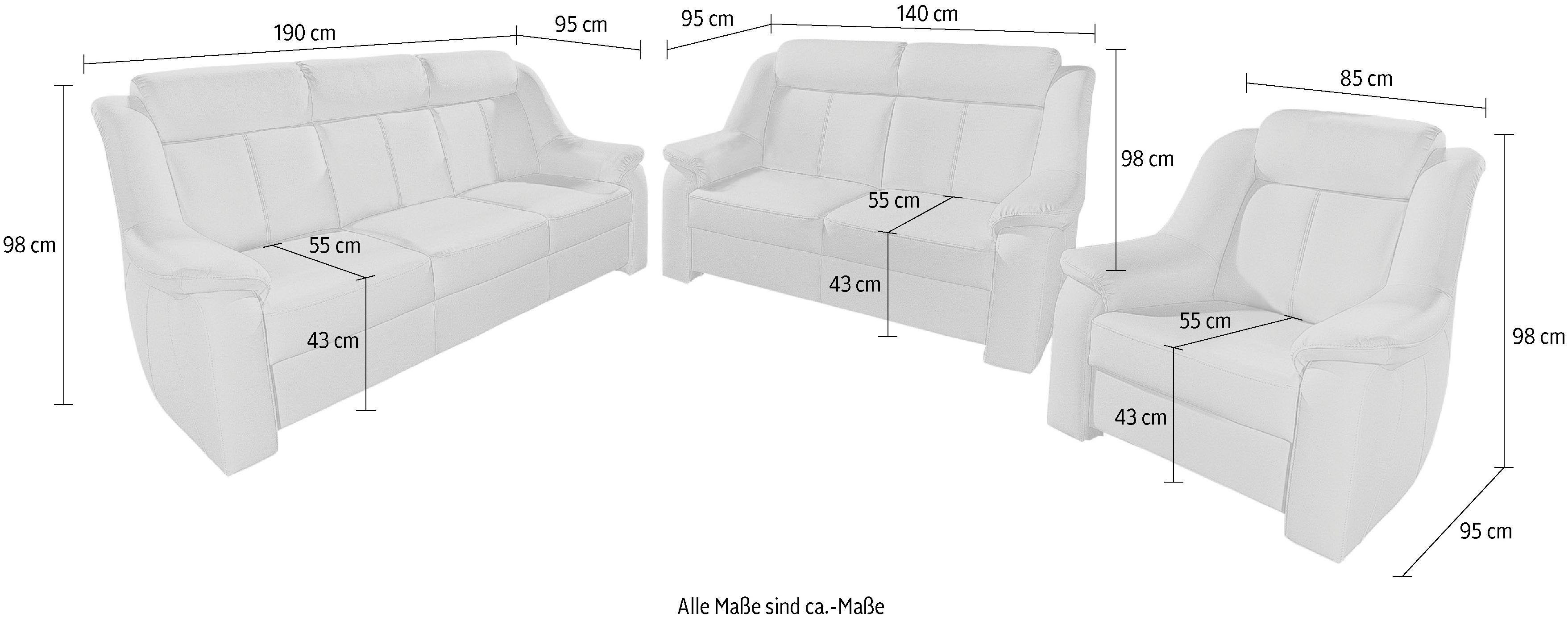 sit&more Zithoek Basel Set, bestaand uit 3-zitsbank + 2-zitsbank + fauteuil