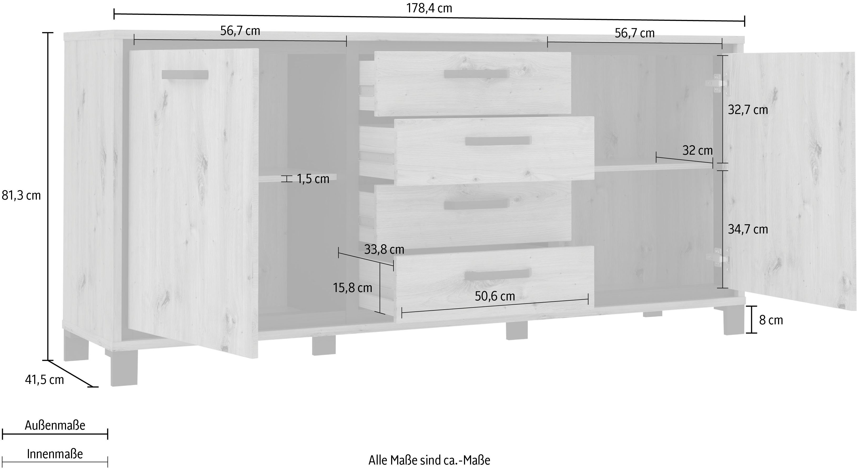 FORTE Dressoir Trondheim Breedte 178 cm