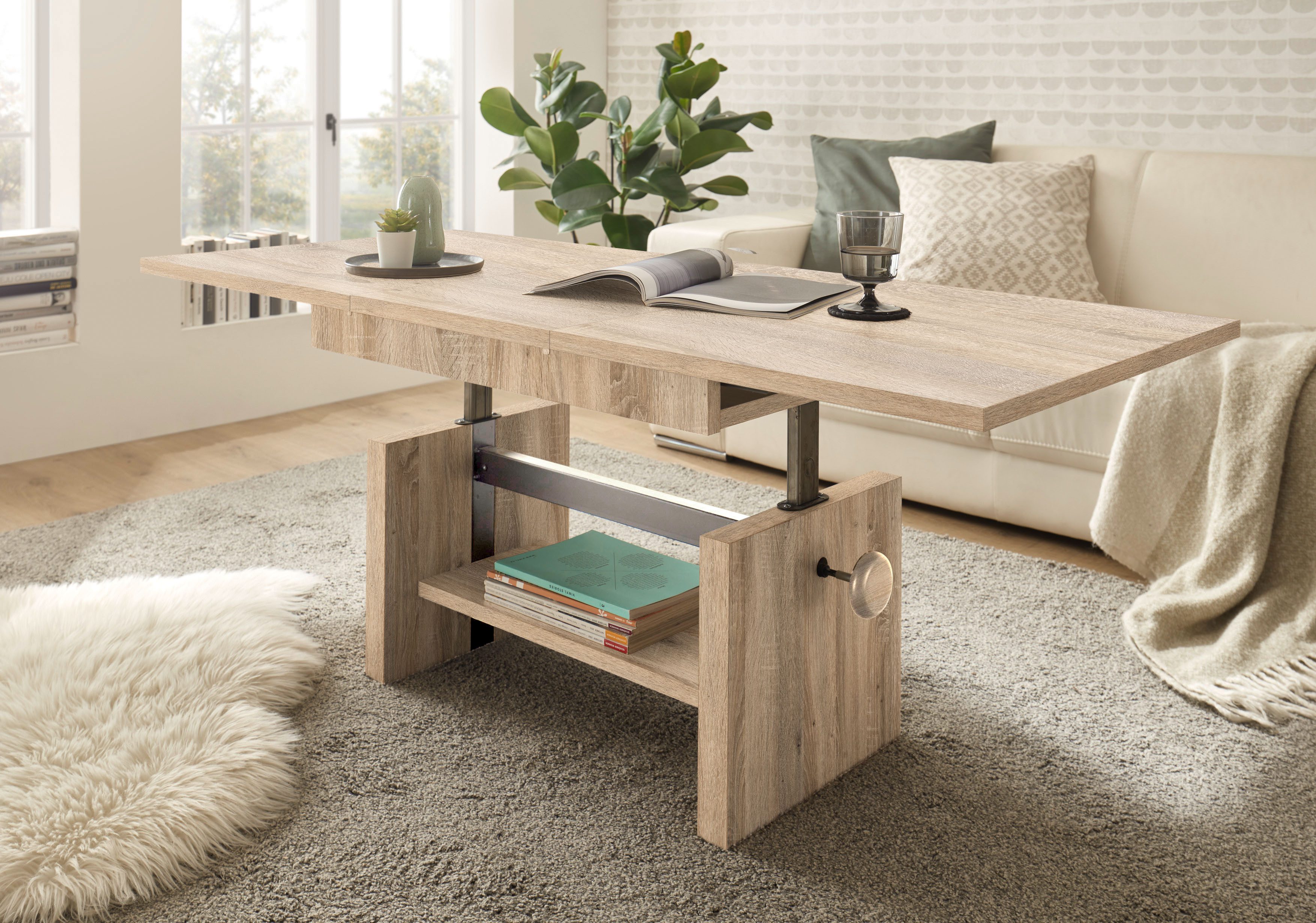 Stolkom Salontafel Event hoogte verstelbaar, uitschuifbaar, BxHxD 110-150x48-63x65 cm Hoogte verstelbaar met liftmechaniek en uittrekbaar in 3 kleurvarianten