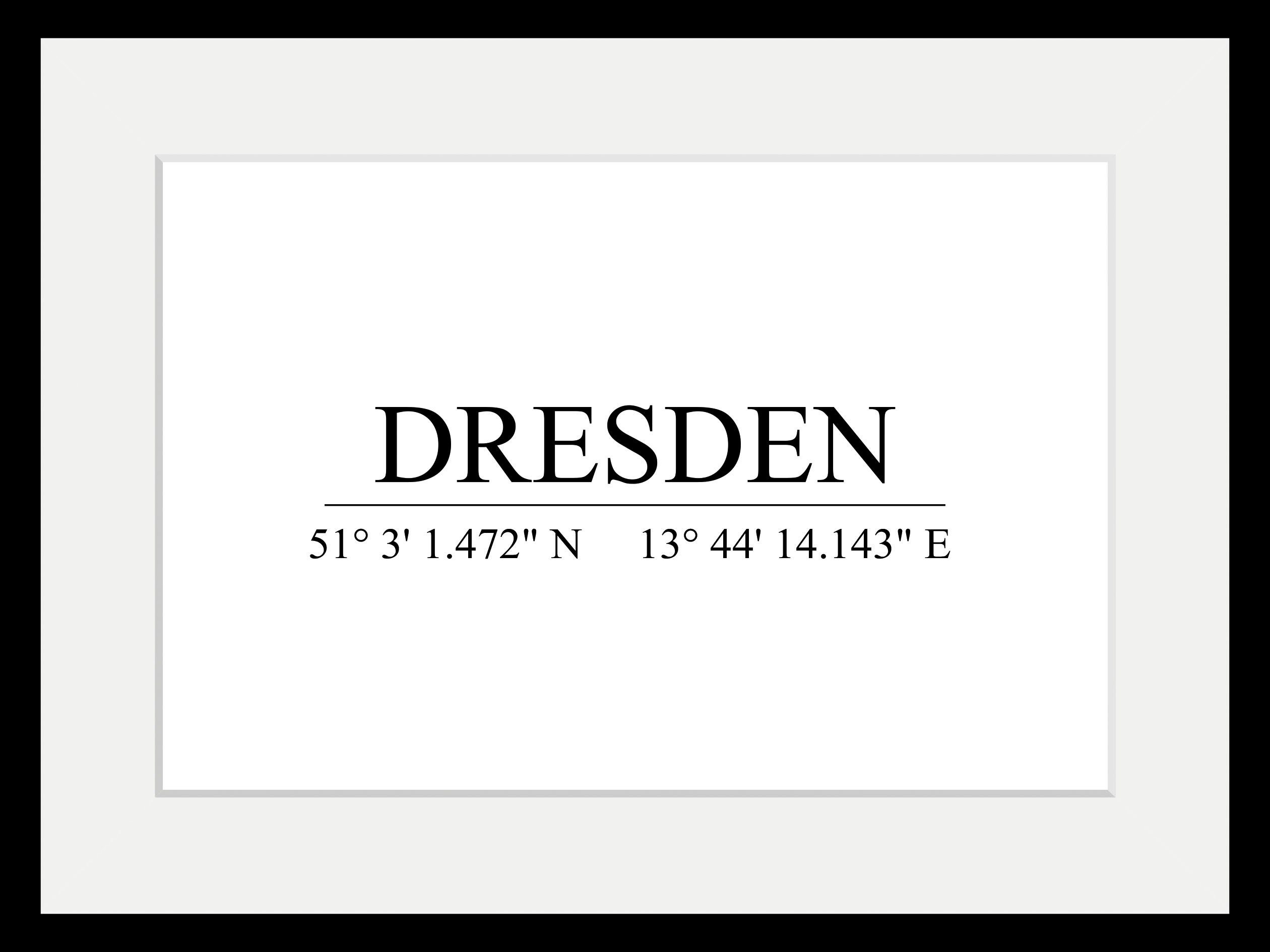queence Wanddecoratie Dresden HD premium posterdruk incl. houten lijst (1 stuk)