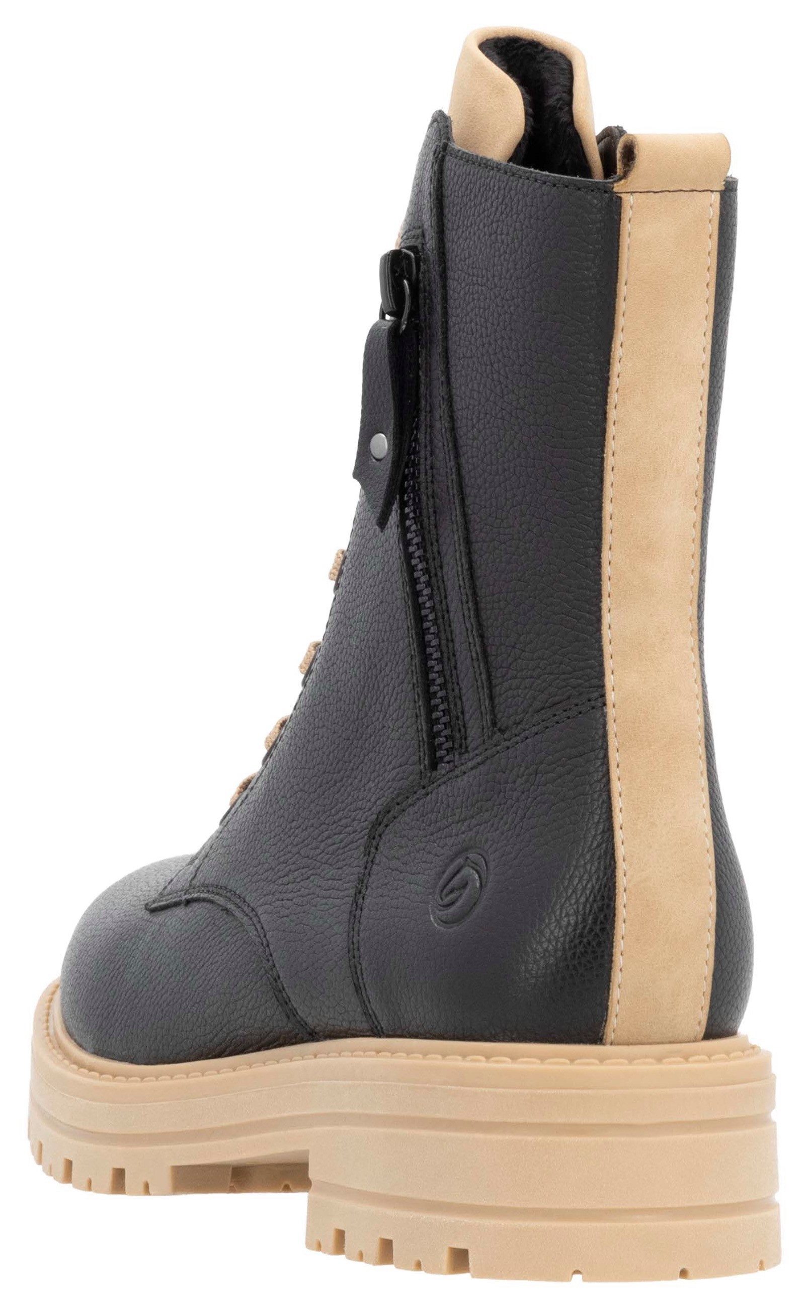 Remonte Winterlaarzen hakken, winter-enkellaars, veterschoenen met decoratieve ritssluiting