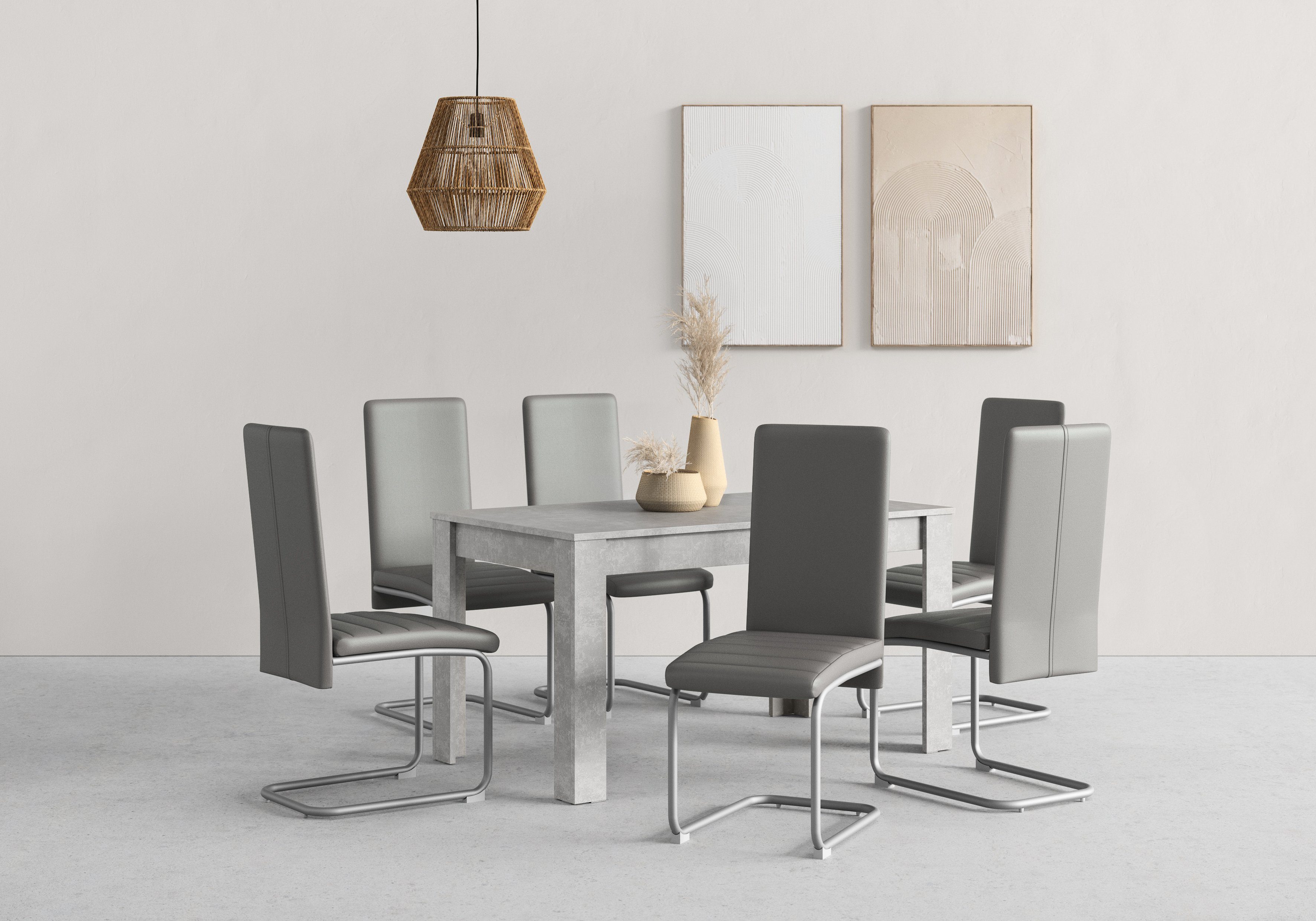 Homexperts Eethoek Nitro Tafel - breedte 140 cm + 6 stoelen (set, 7-delig)