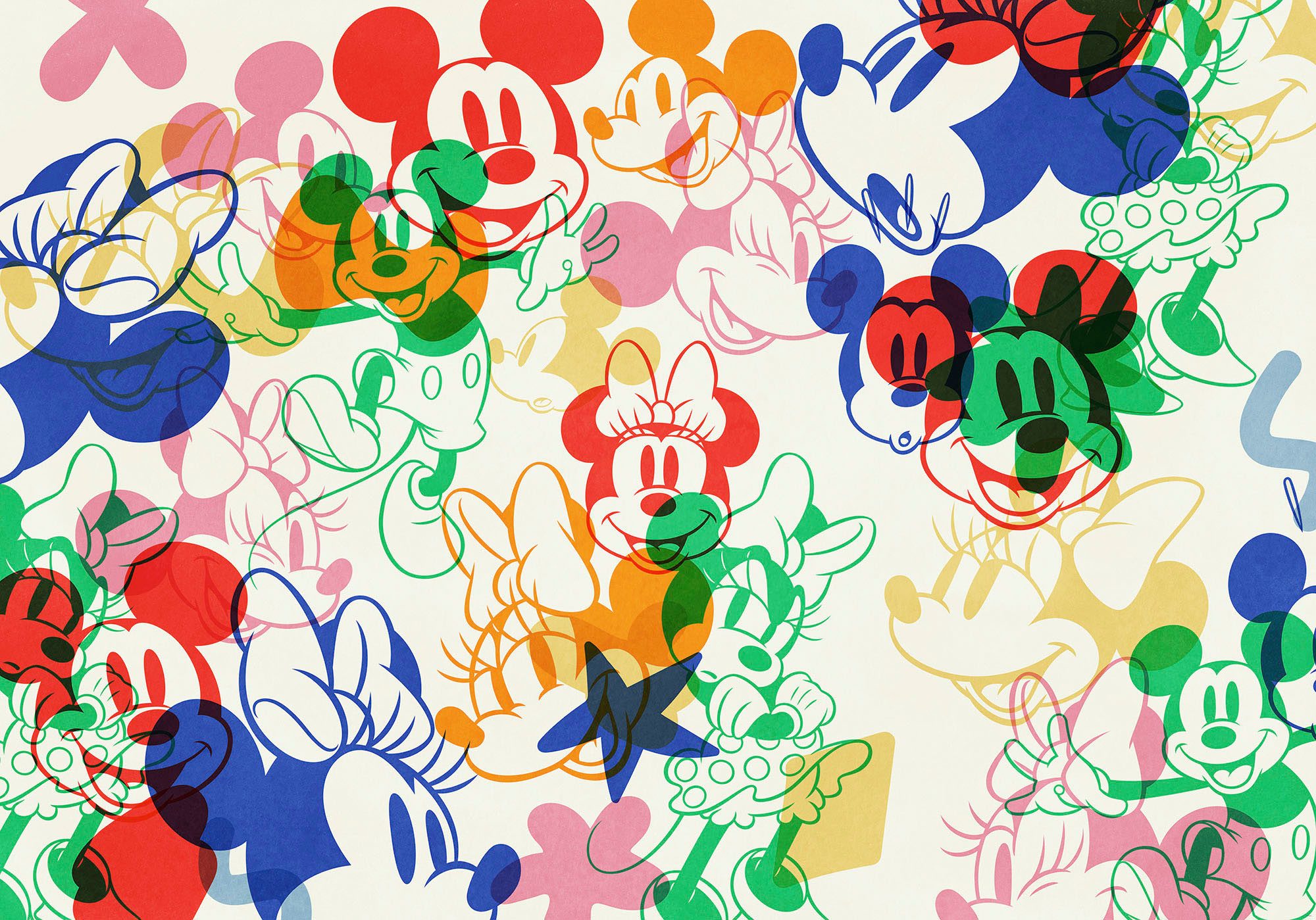 Komar Fotobehang Digitale print vlies - Mickey and Minnie Mixture - Afmeting 400 x 250 cm (1 stuk)