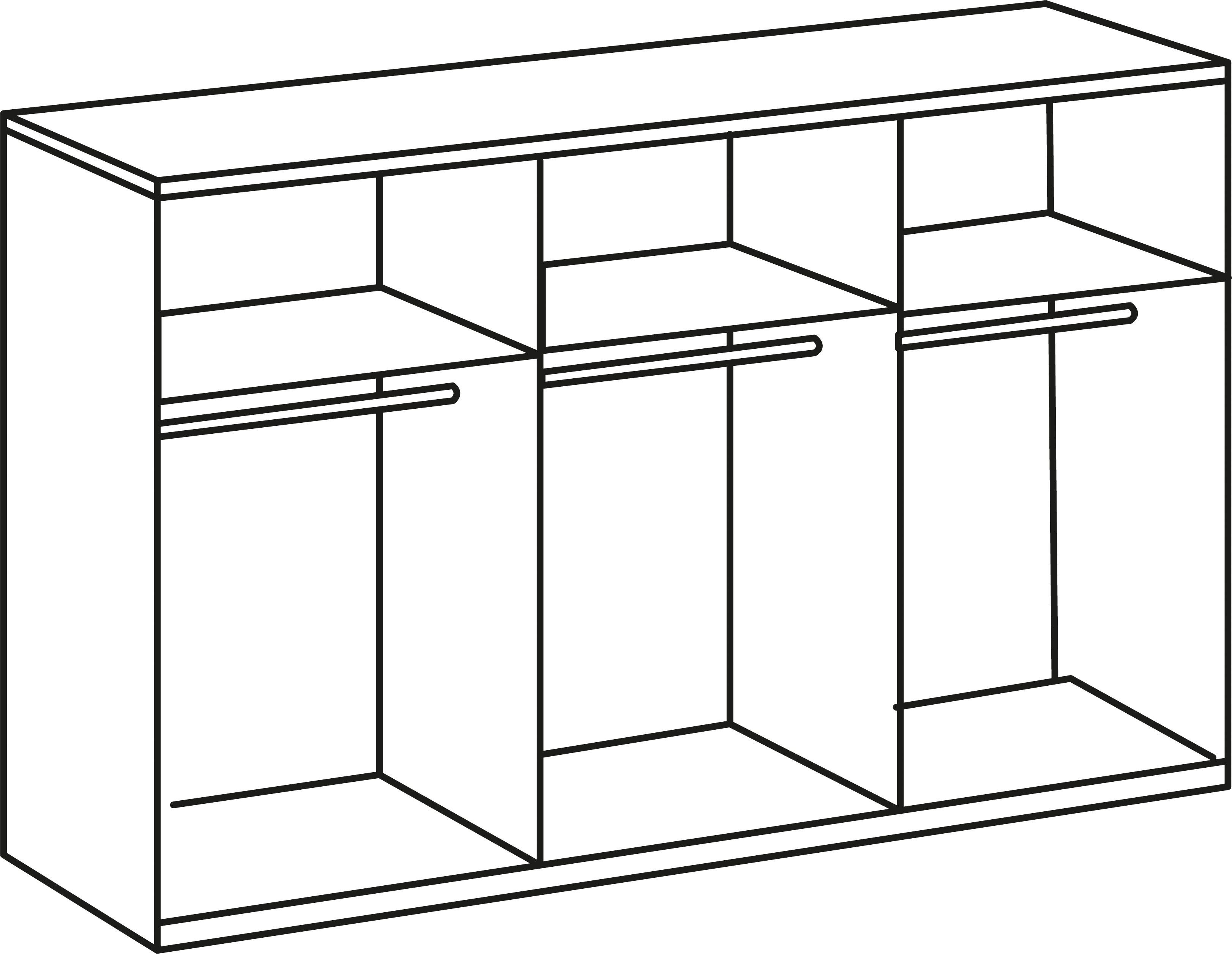 Wimex Zweefdeurkast Level by fresh to go met glazen deuren en synchroon openen