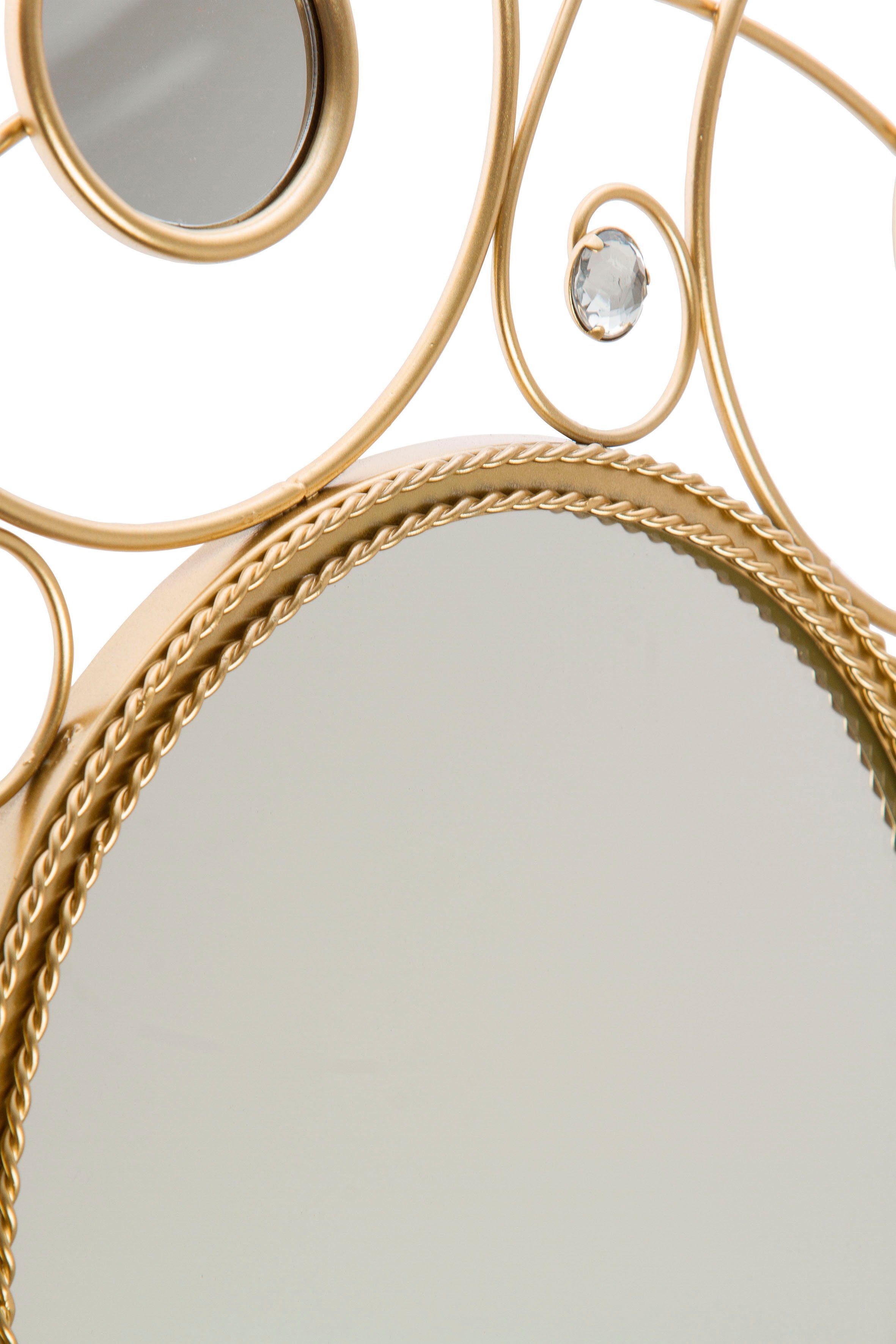 Myflair Möbel & Accessoires Sierspiegel Helios, gold Wandspiegel, landhuis, rond, frame van metaal, met siersteentjes (1 stuk)