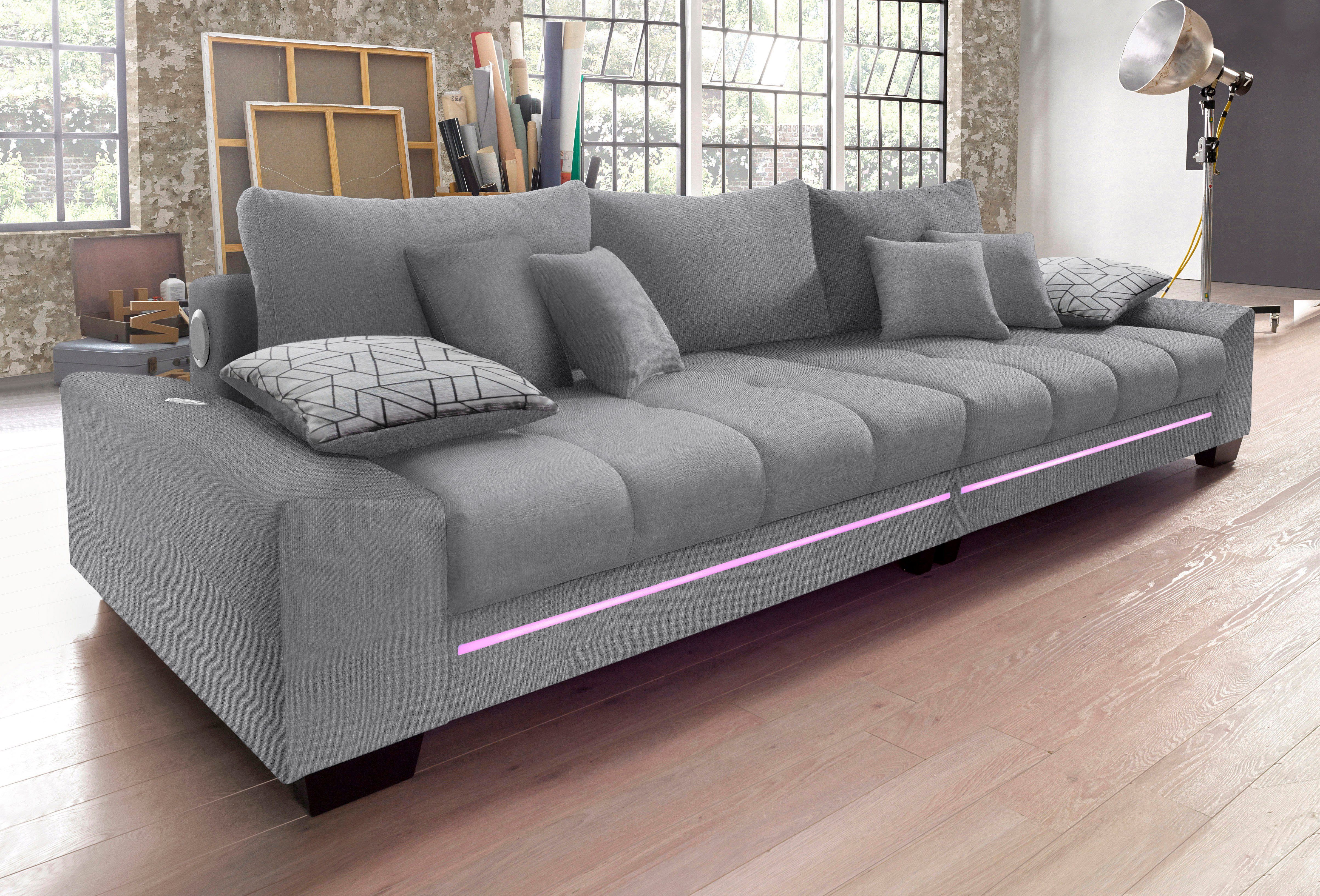 Mr. Couch Megabank naar keuze met koudschuim (140 kg belasting/zitting), met rgb-ledverlichting en bluetooth-geluidssysteem