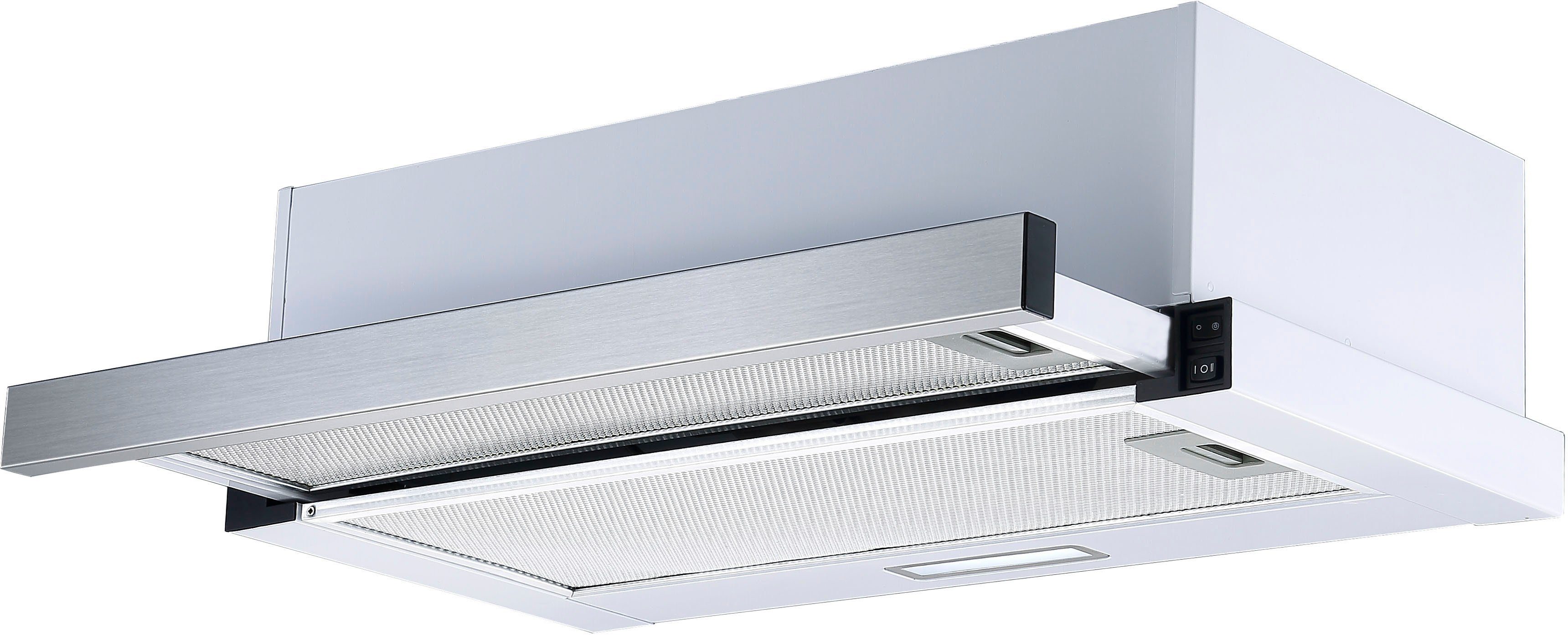 RESPEKTA Vlakscherm-afzuigkap CH 4138 IX C 60 cm, vlakke afzuigkap, 2 vermogensniveaus, geschikt voor afzuiging en recirculatie