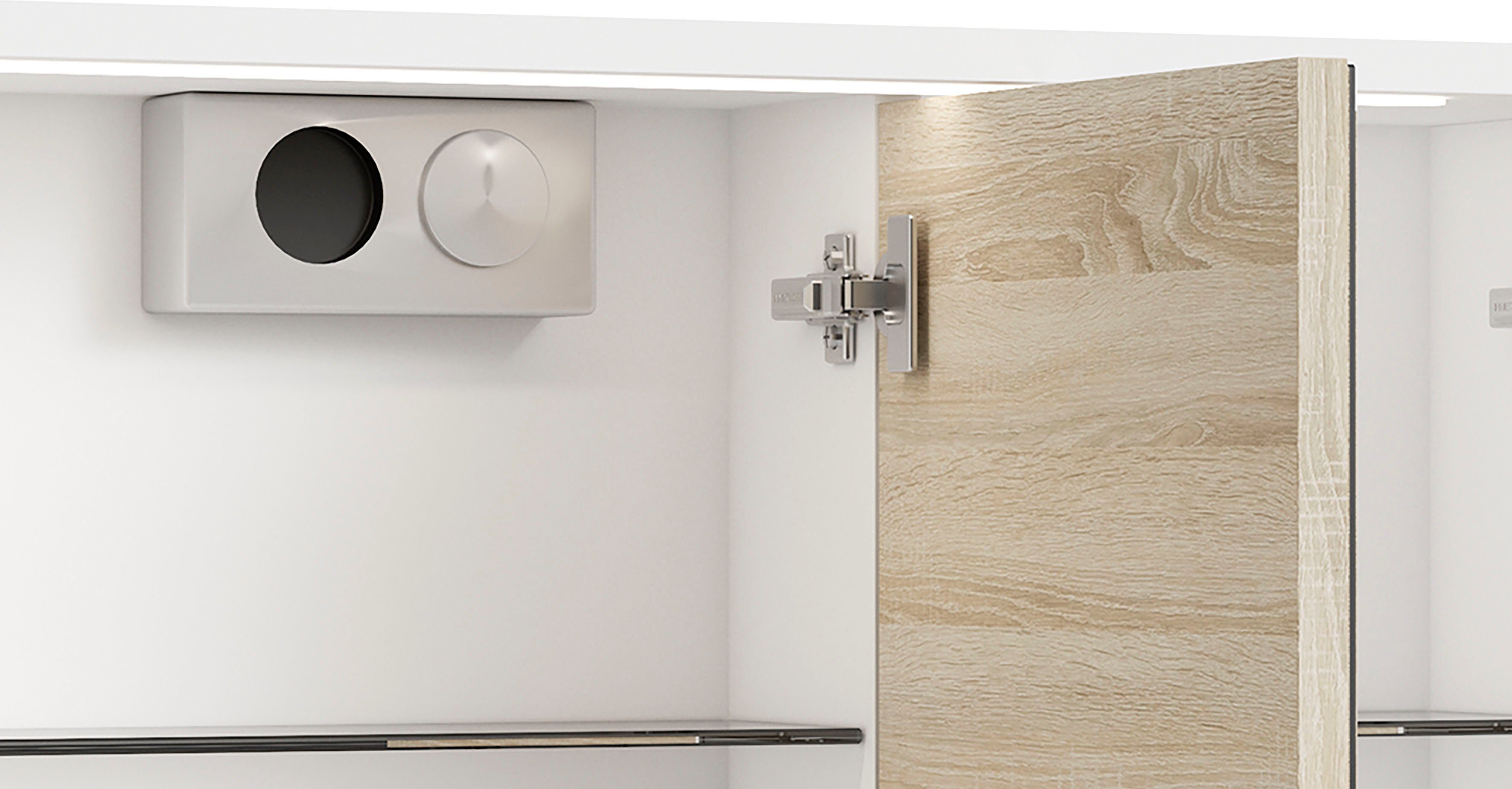 byLIVING Spiegelkast Marino Breedte 80 cm, met soft-closefunctie deuren, inclusief ledverlichting