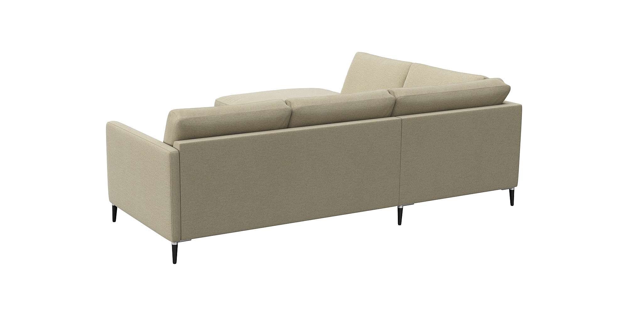 FLEXLUX Hoekbank Fiore, L-vorm smalle armleuningen, aluminium/zwarte poten, bxd 234x225 cm, koudschuim in de zitting