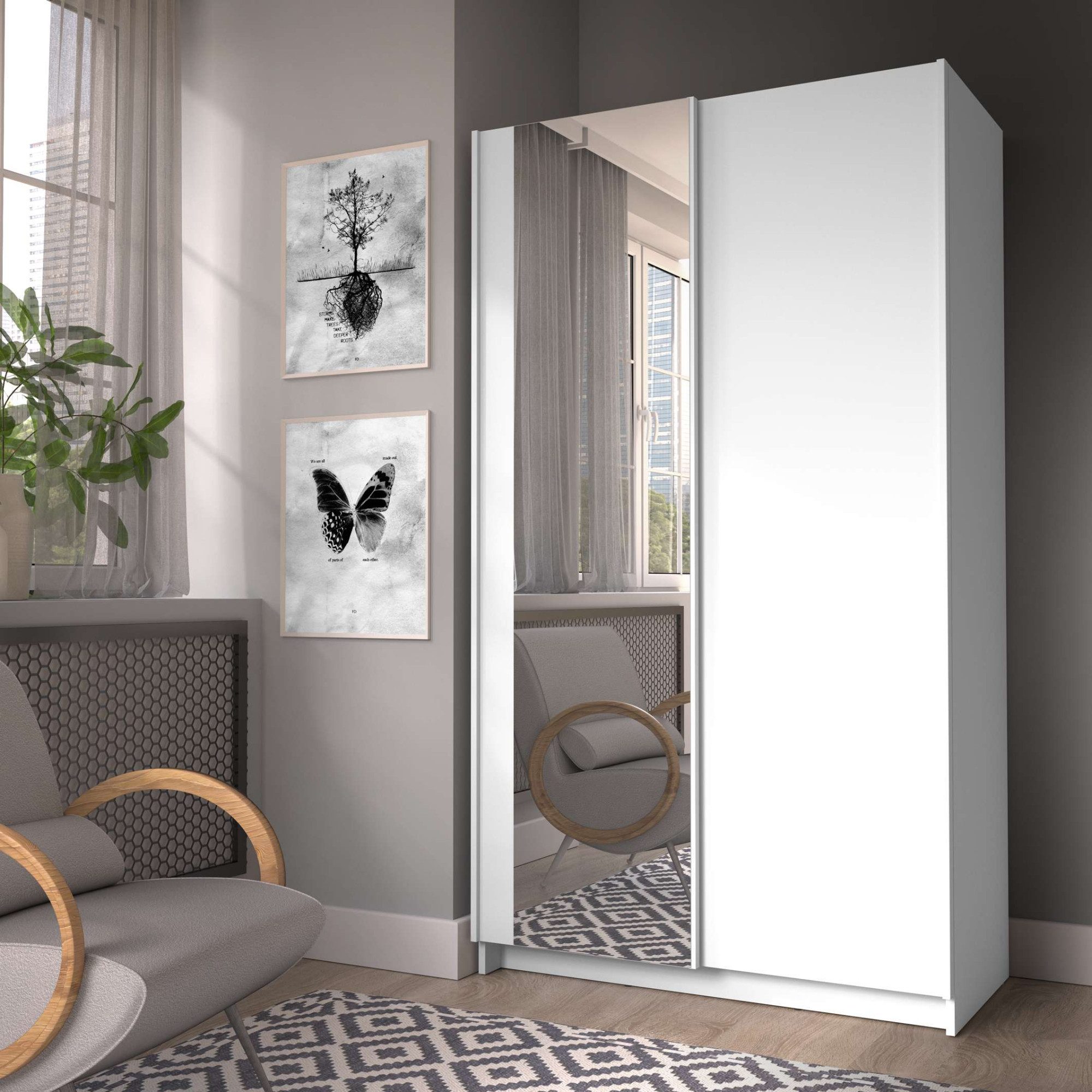 INOSIGN Kledingkast Hildreth linnenkast schuifdeuren, goedkope verzendkosten met spiegel, fsc®-gecertificeerd houtmateriaal, in 3 breedtes