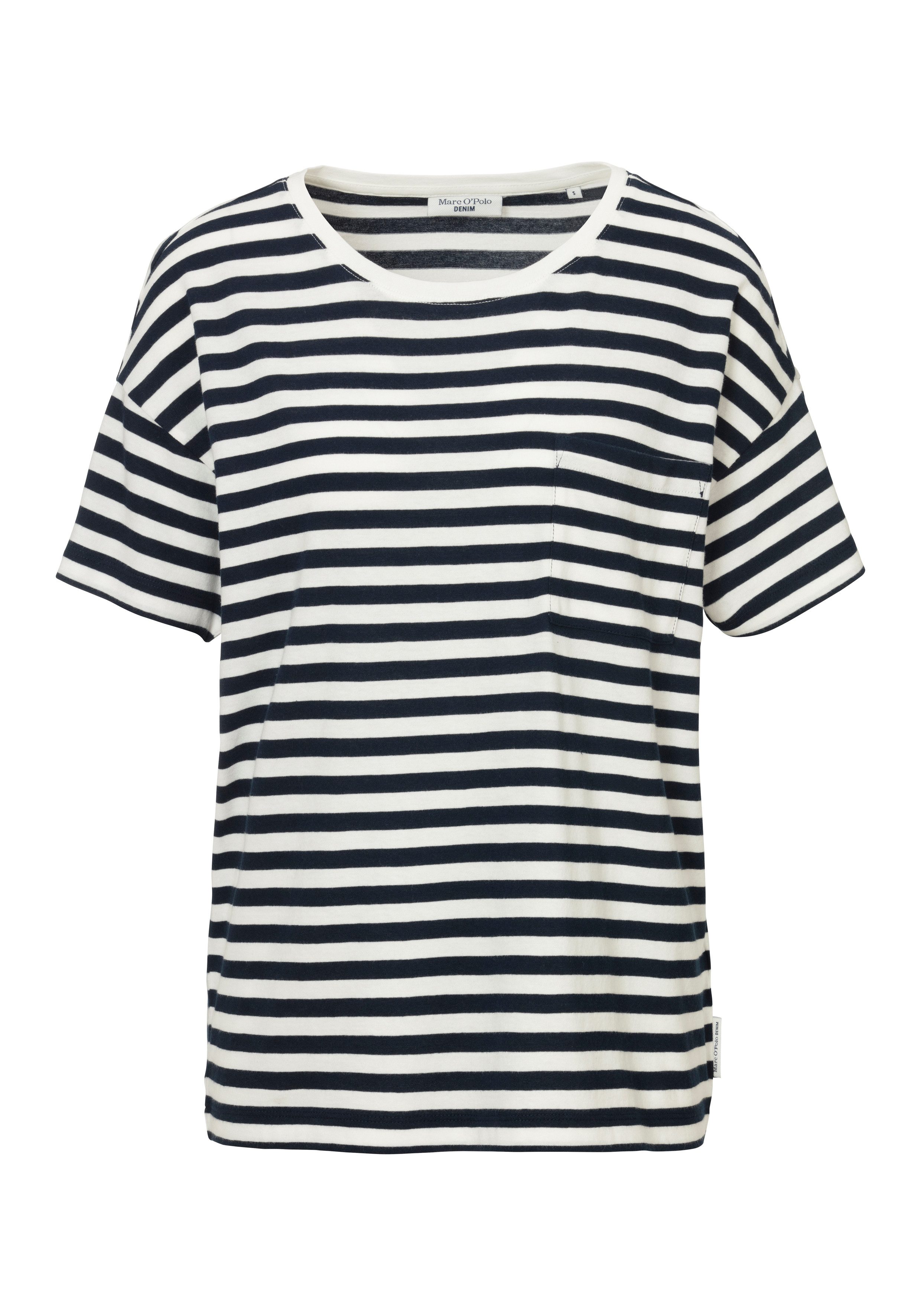 Marc O'Polo DENIM T-shirt van duurzame katoen gestreepte look