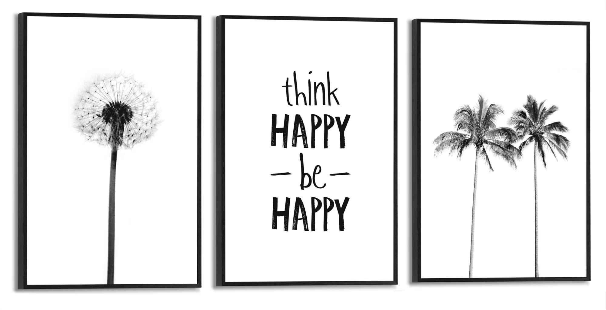 Reinders! Artprint Blij pluizenbol - strand - palm - modern (3-delig)