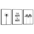 reinders! artprint froh pusteblume - strand - palme - modern (3 stuks) zwart
