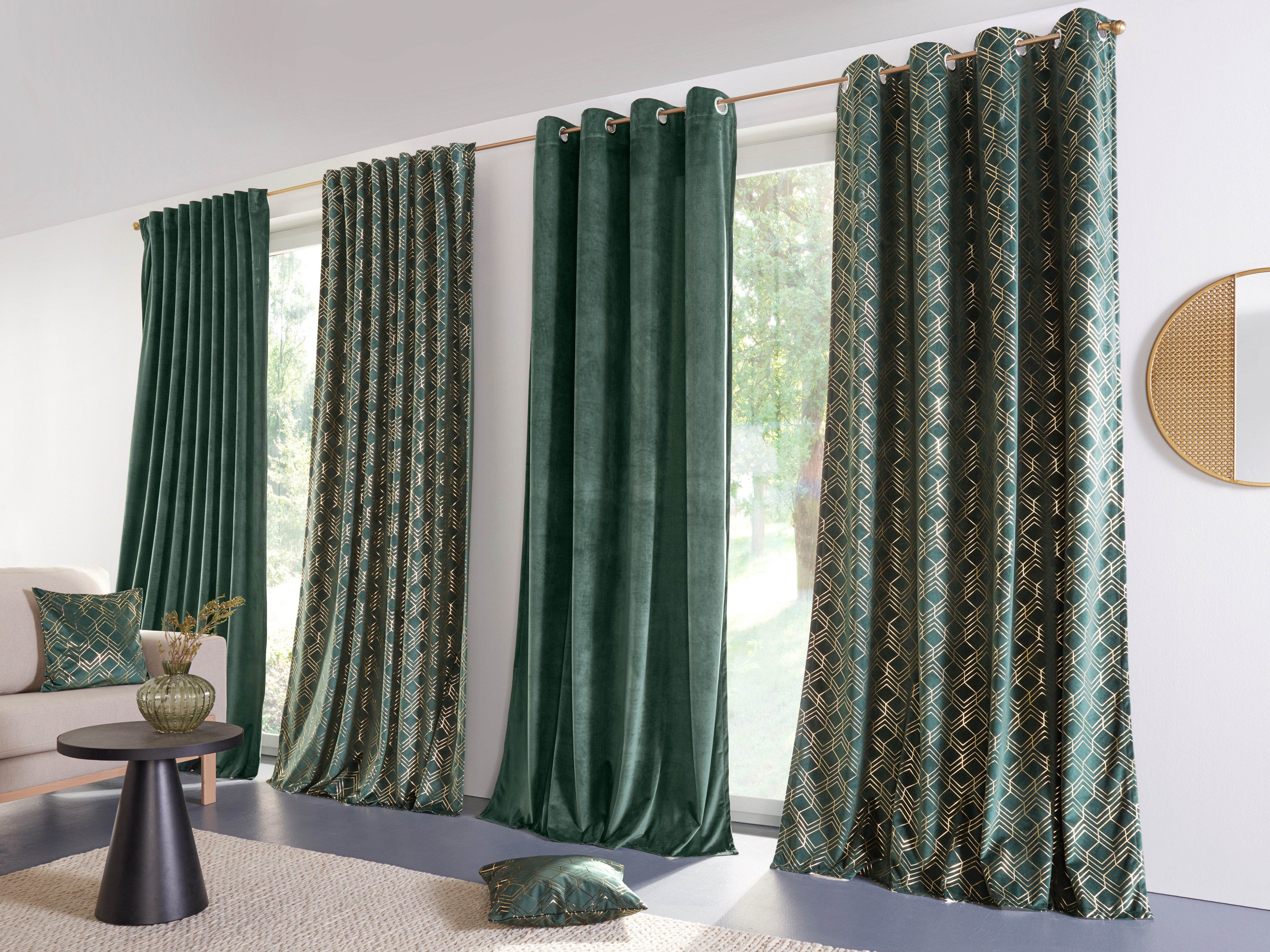 my home Gordijn Velvet uni Fluweel, set van 2, gordijn, chic, uni (2 stuks)