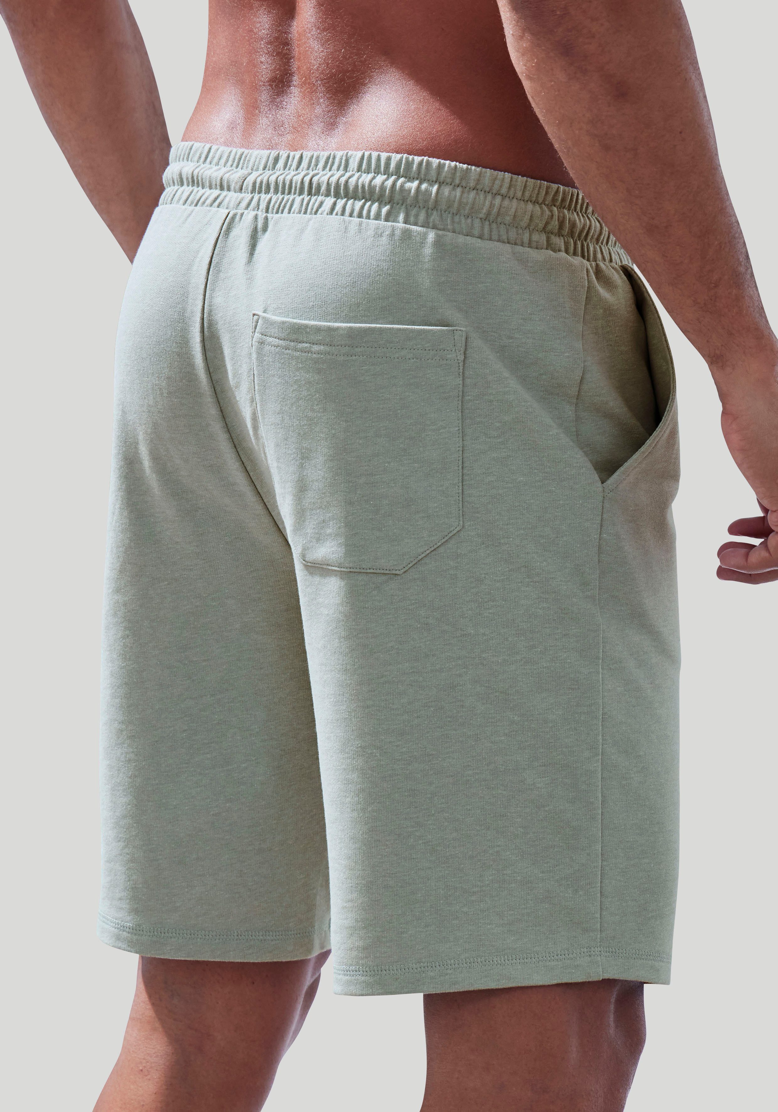 John Devin Sweatshort Wijd model in melange-look van katoenmix