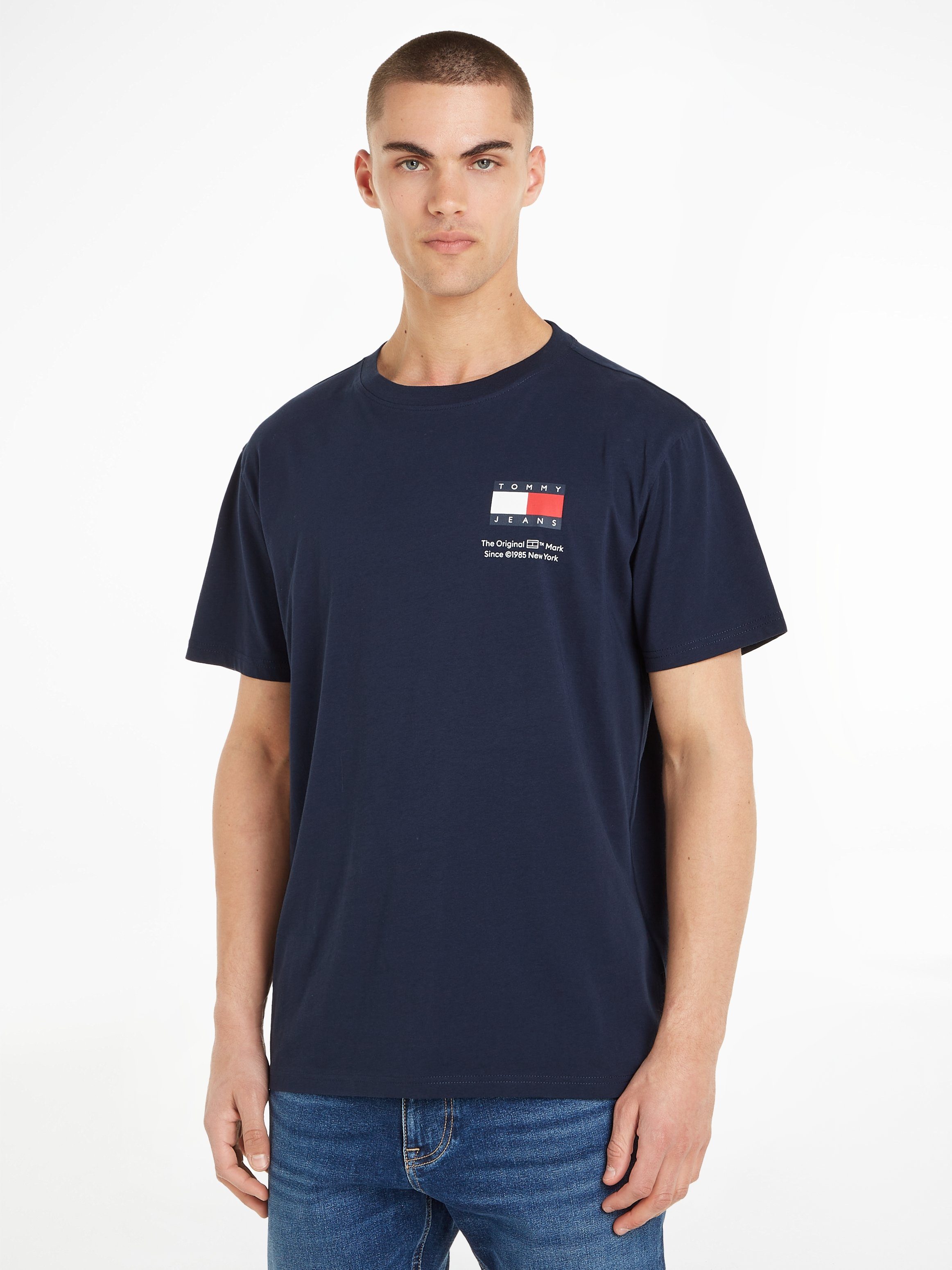 TOMMY JEANS T-shirt TJM SLIM 2PACK S S FLAG DNA TEE met grote logoprint op borsthoogte (set 2 stuks)