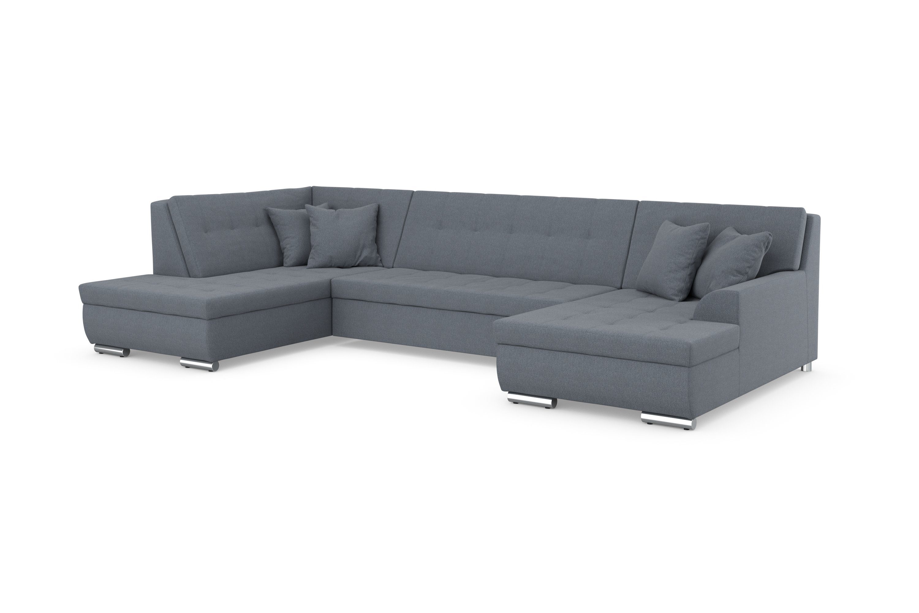 DOMO collection Zithoek Treviso inclusief sierkussen, moderne stiksels, XXL: B/D/H: 364/201/83 cm naar keuze met slaapfunctie, in vele soorten bekleding ook in cord u-model