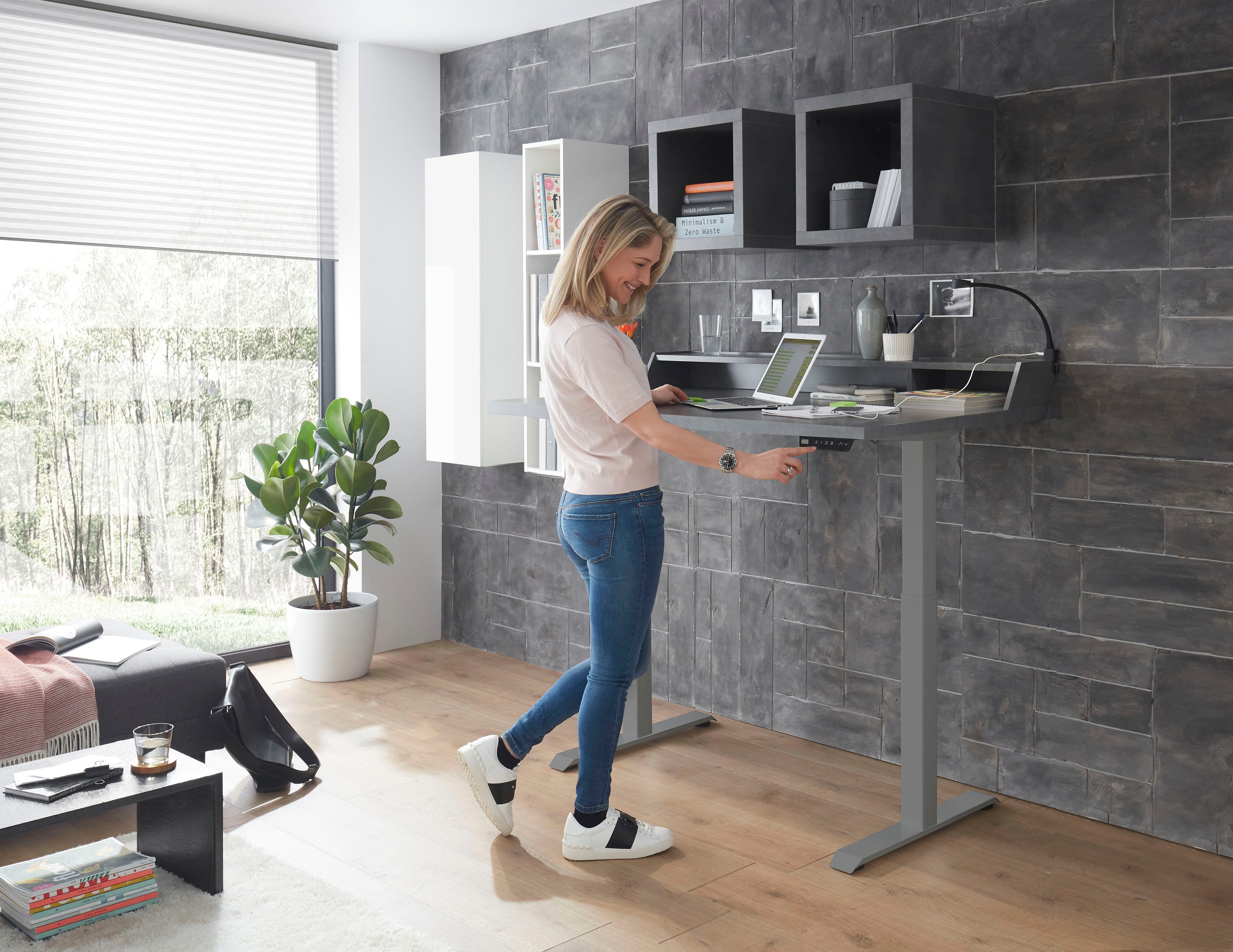Mäusbacher Bureau Big System Office Breedte 120 cm, elektrisch in hoogte verstelbaar