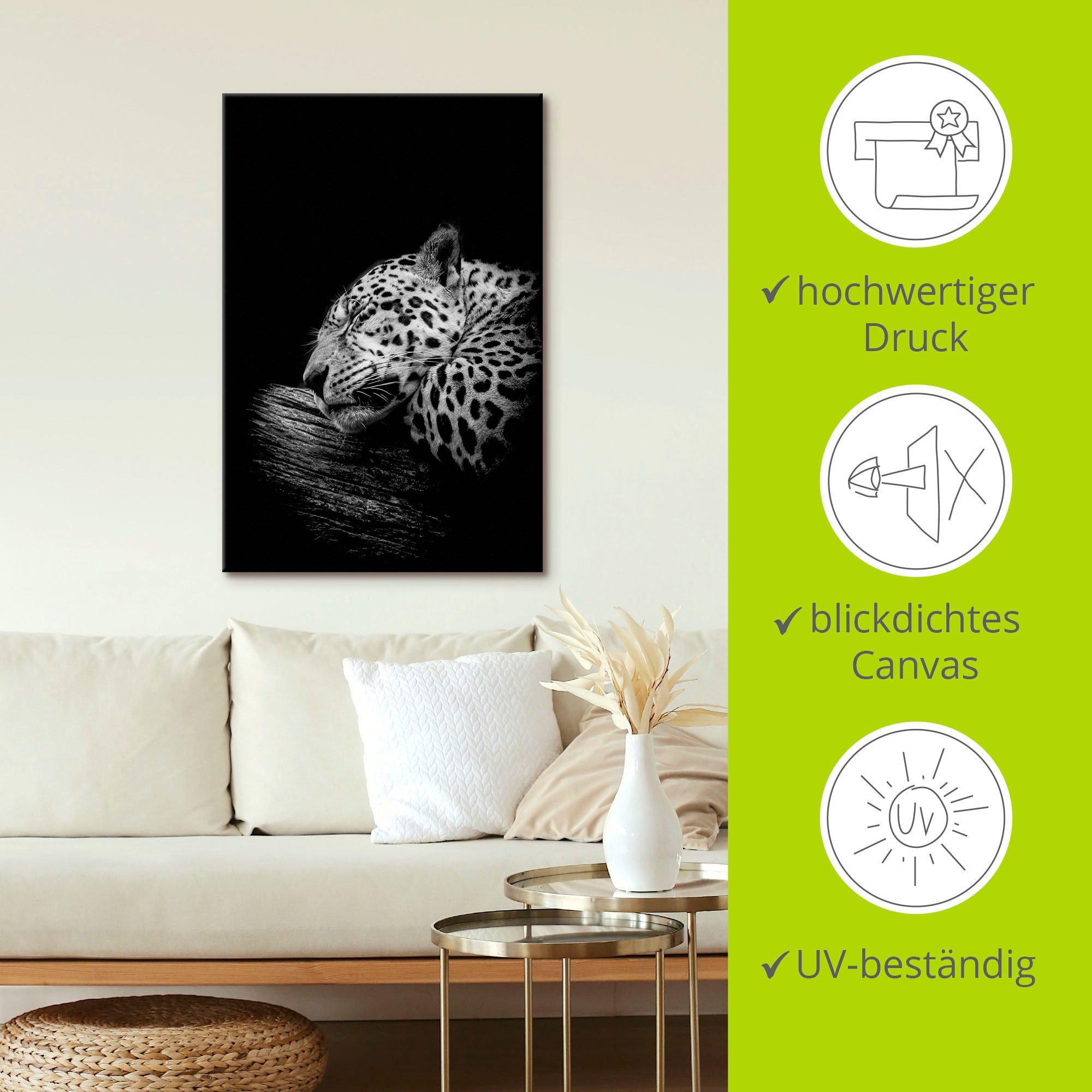 Artland Artprint De slapende jaguar als artprint van aluminium, artprint voor buiten, artprint op linnen, poster in verschillende maten. maten