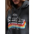 superdry hoodie vintage logo overhead hoodie heerlijk zachte premium sweatkwaliteit met rainbowdesign grijs