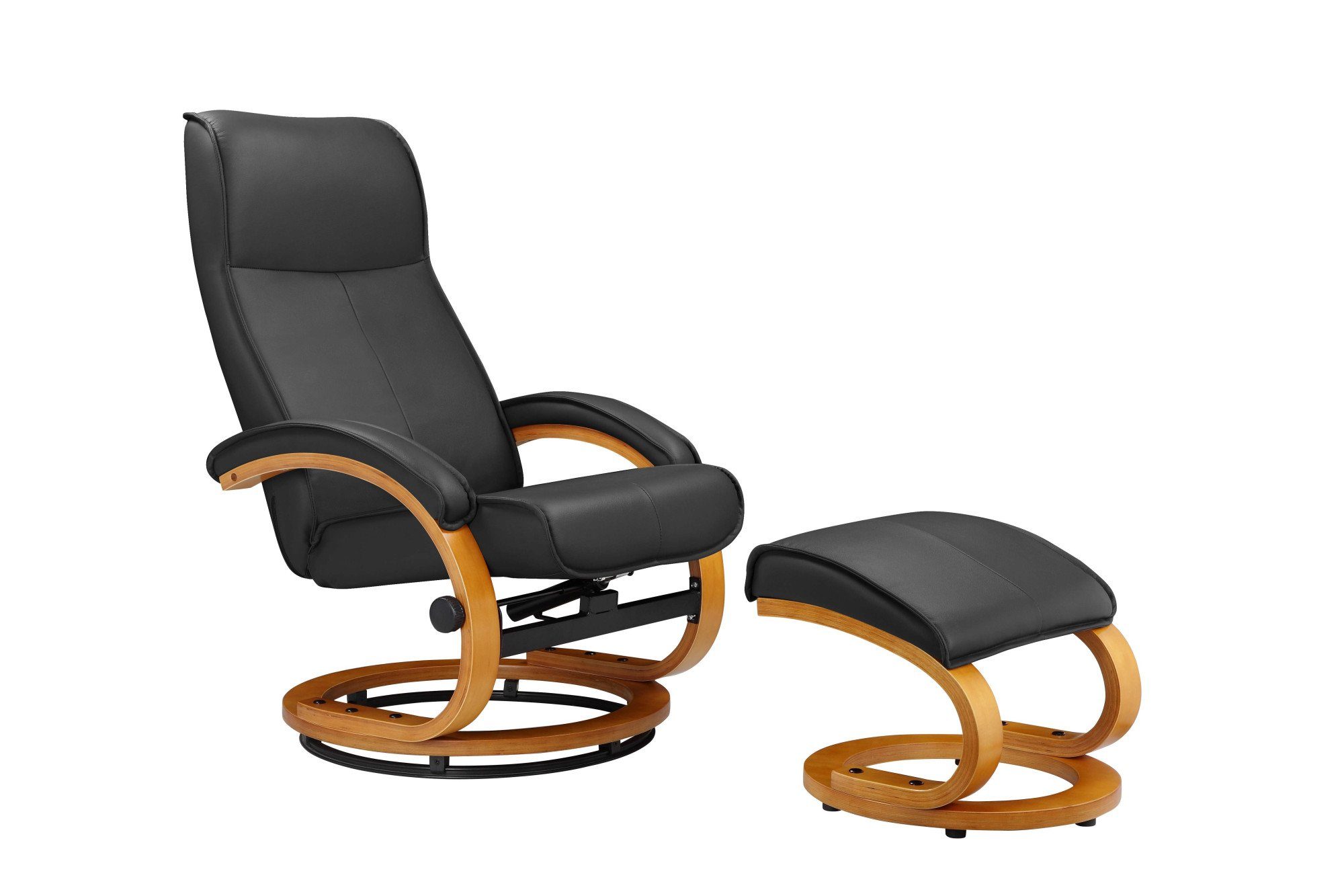 Home affaire Relaxfauteuil Paris, tv-stoel met poef en handmatige ligfunctie (set, 2 stuks)